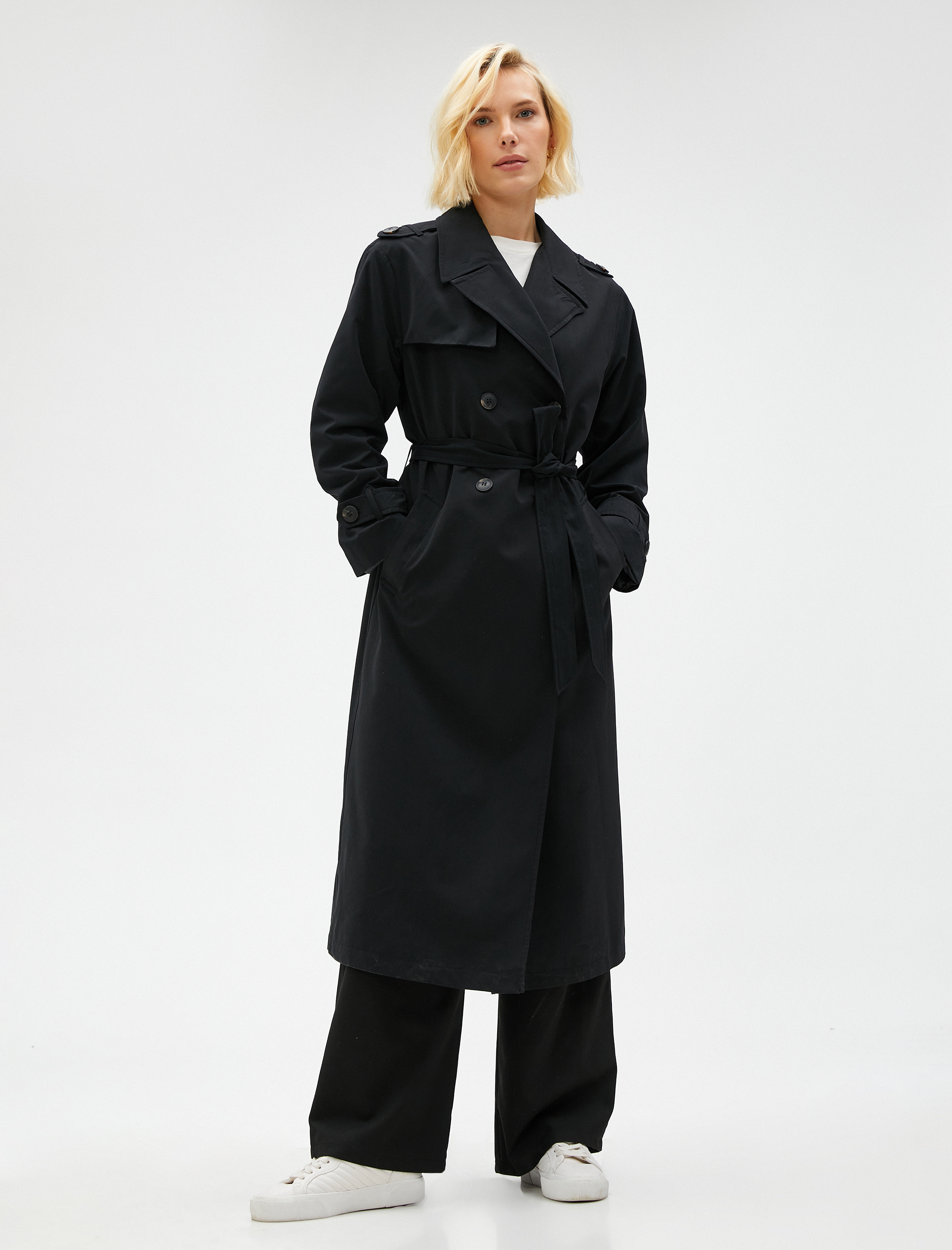   Midi Boy Trençkot Kruvaze Kemerli