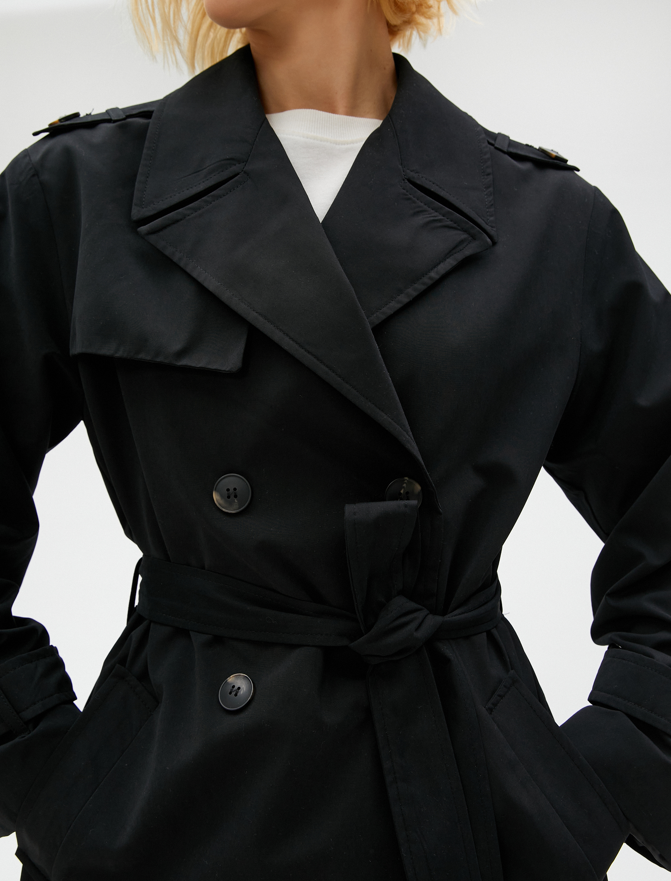   Midi Boy Trençkot Kruvaze Kemerli