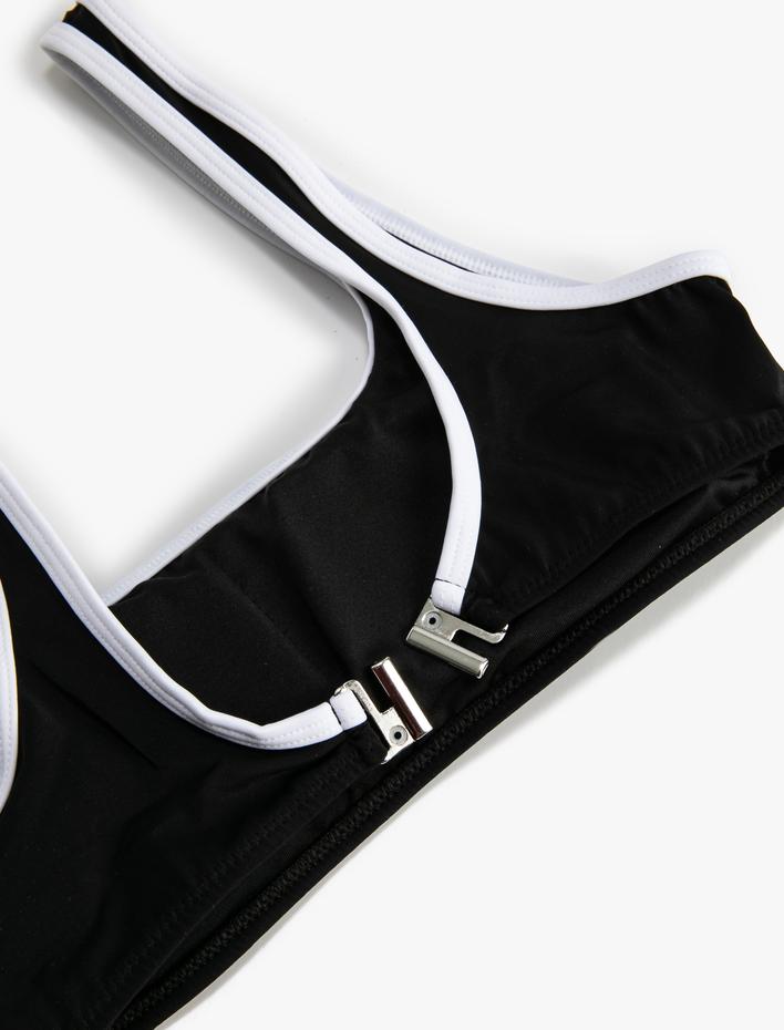  Spor Bikini Üstü Biye Detaylı U Yaka