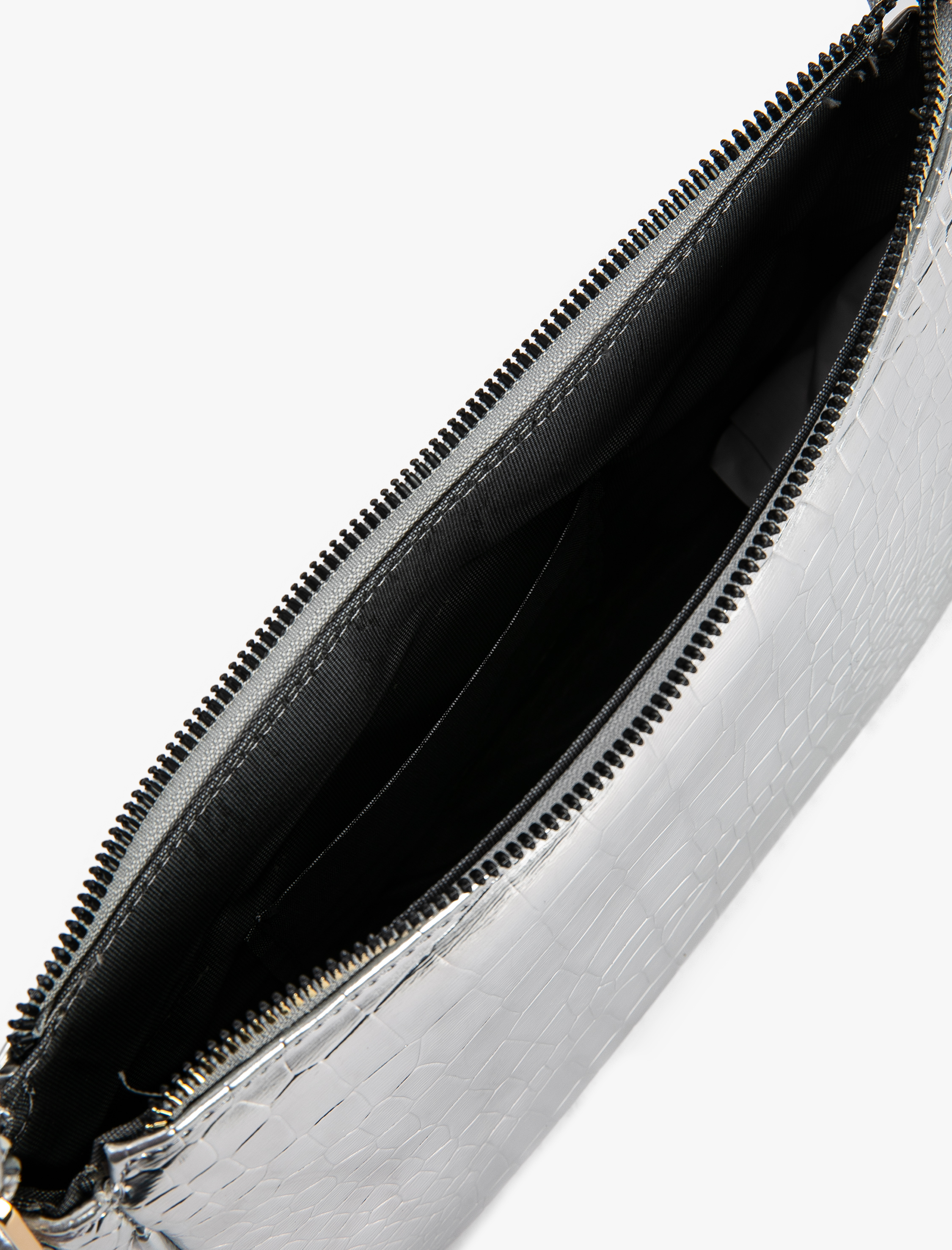  Kadın Baget Çanta Parlak Kroko Suni Deri Fermuarlı