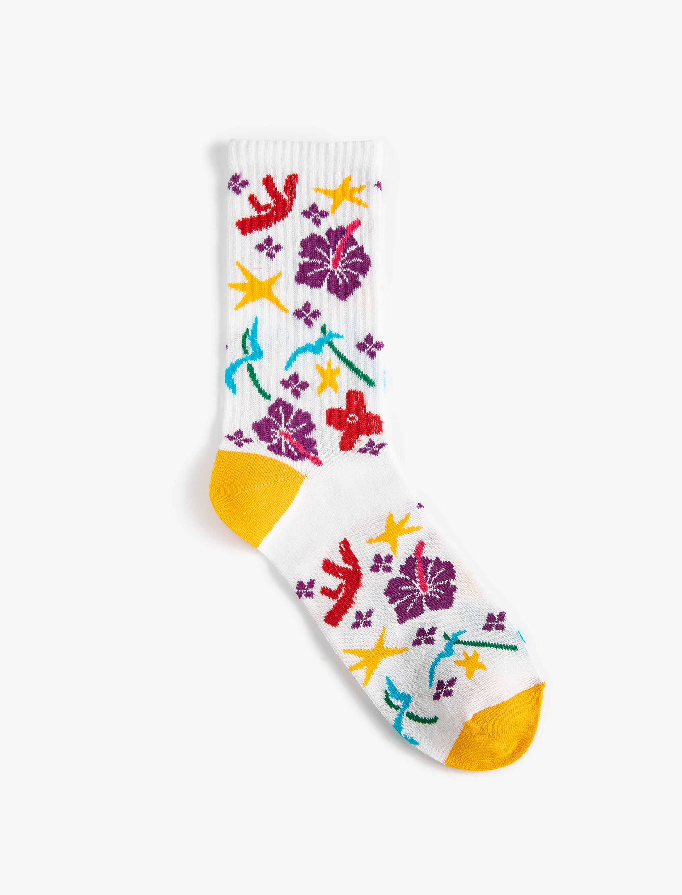 Koton Çiçekli Soket Çorap İşleme Detaylı. 2