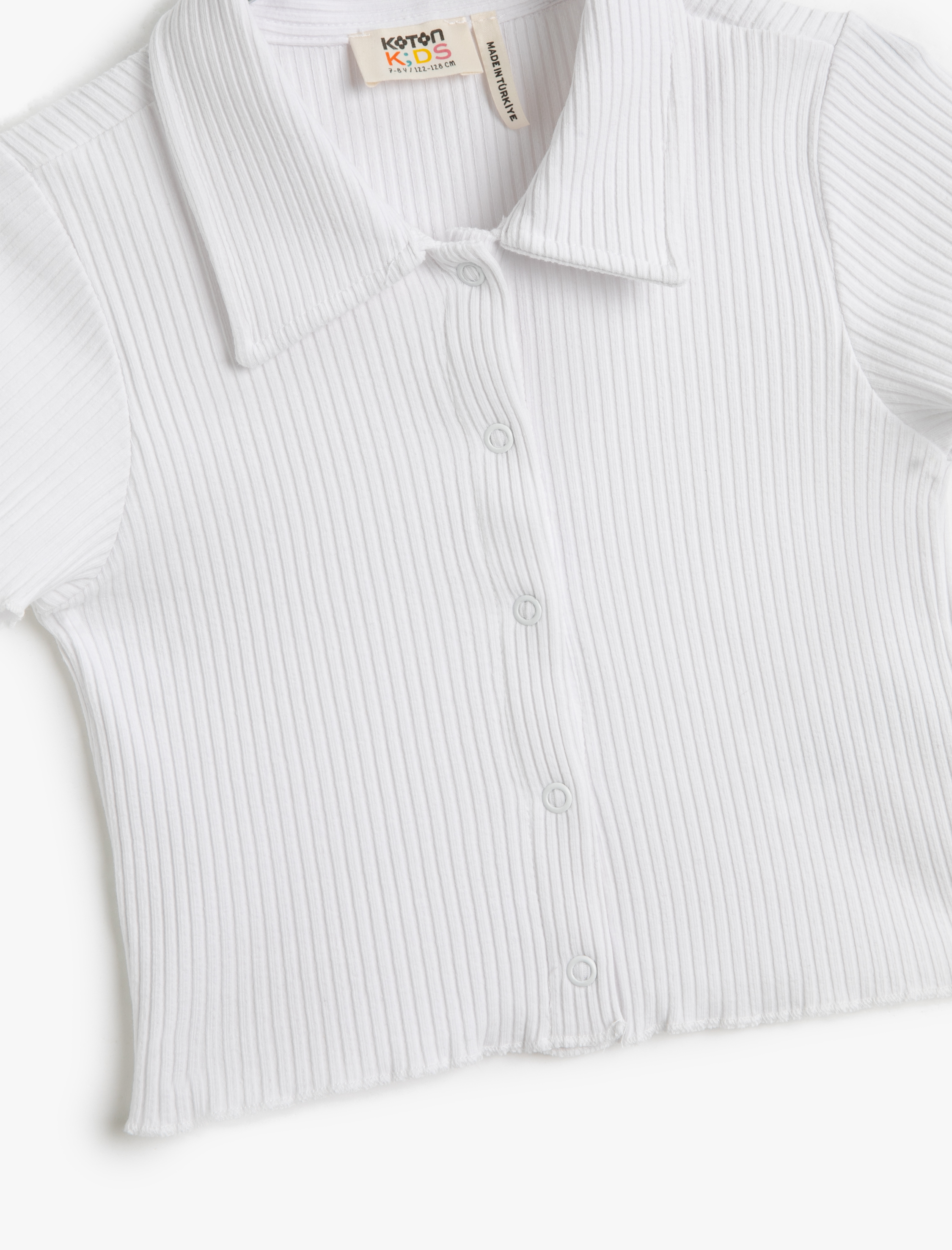  Kız Çocuk Polo Yaka Tişört Kısa Kollu Çıtçıt Düğmeli Pamuklu Ribanalı