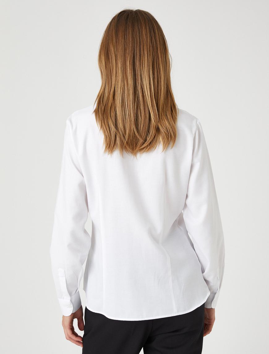   Basic Uzun Kollu Gömlek Dikiş Detaylı