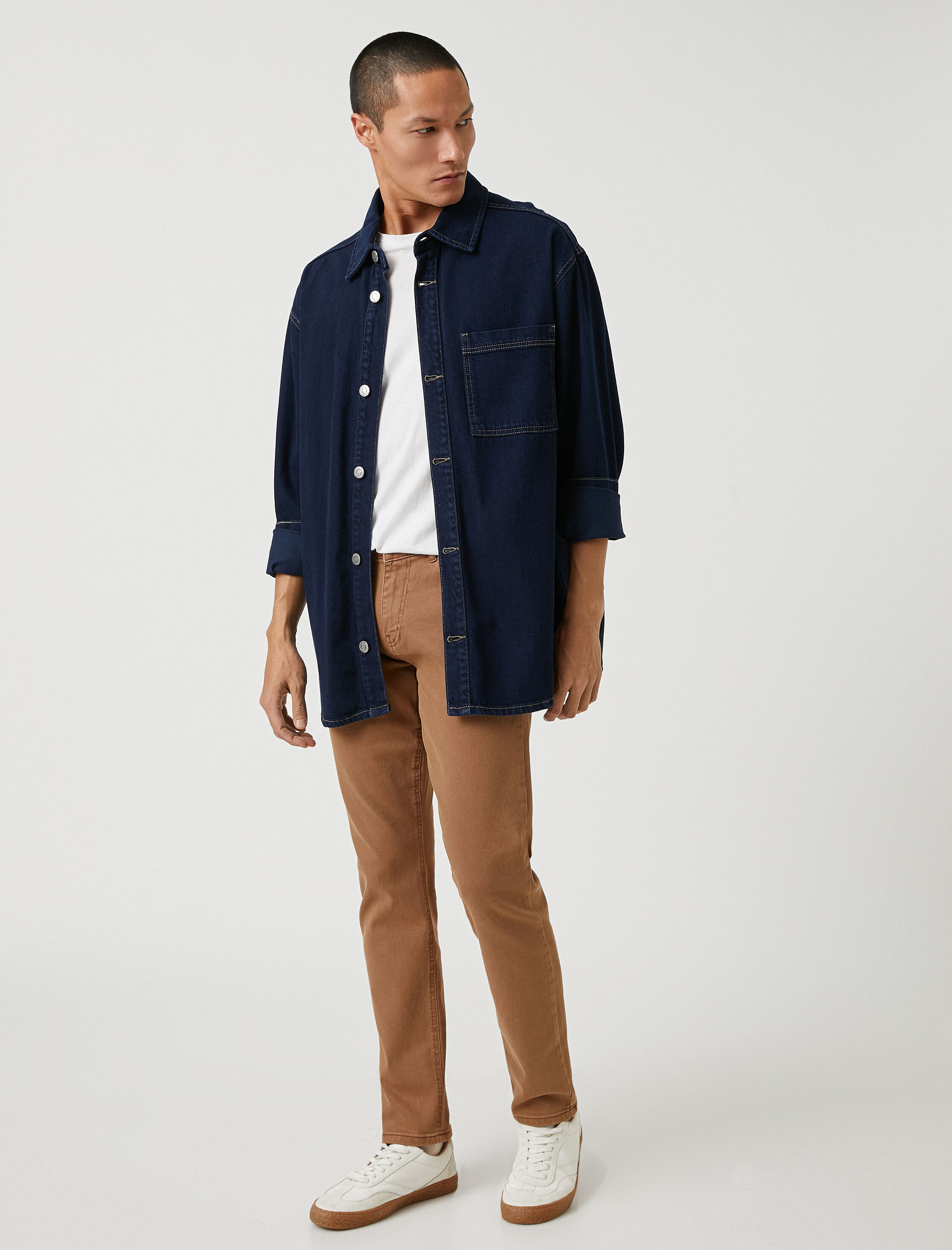   Basic Dokuma Pantolon Düğme Detaylı 5 Cepli