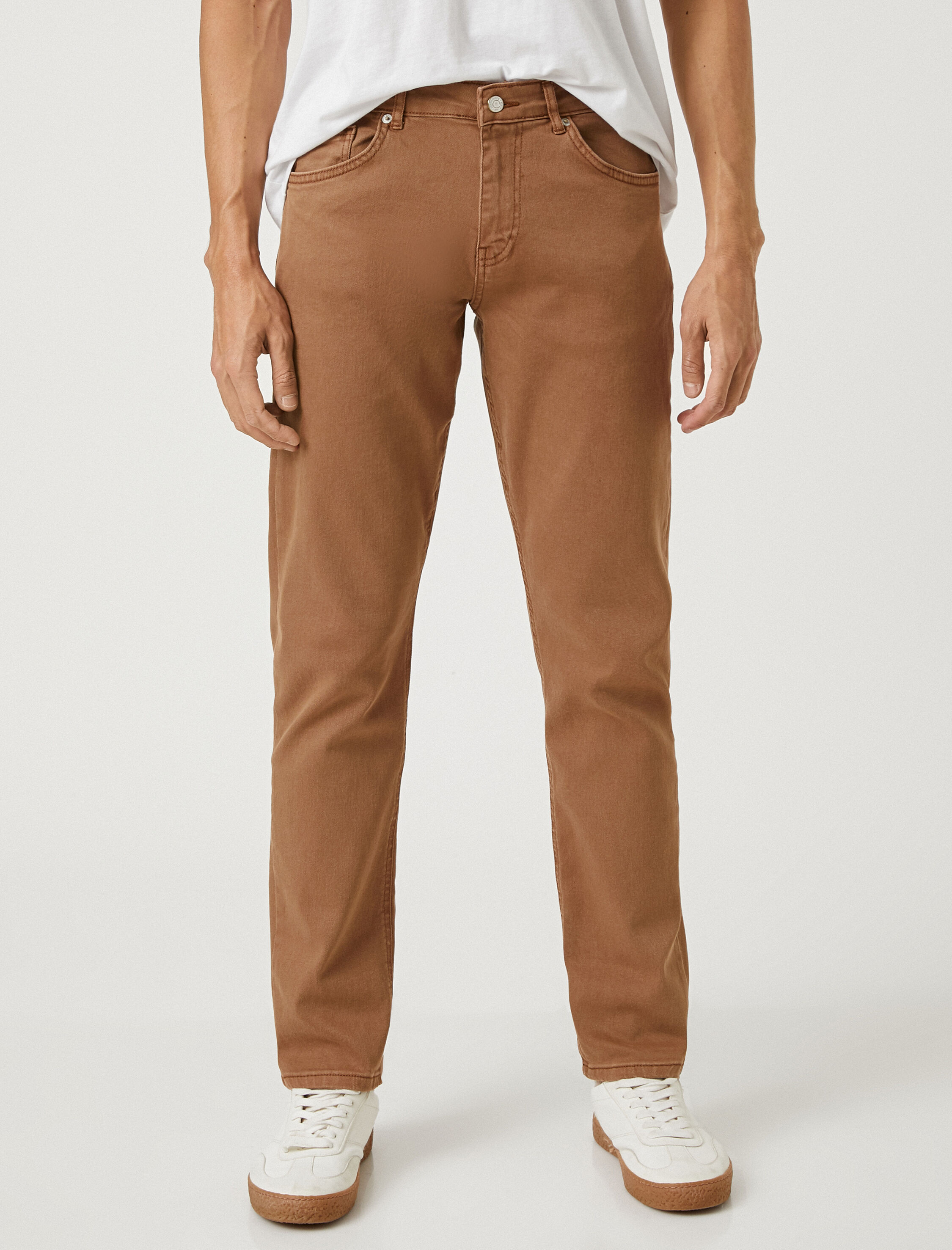   Basic Dokuma Pantolon Düğme Detaylı 5 Cepli