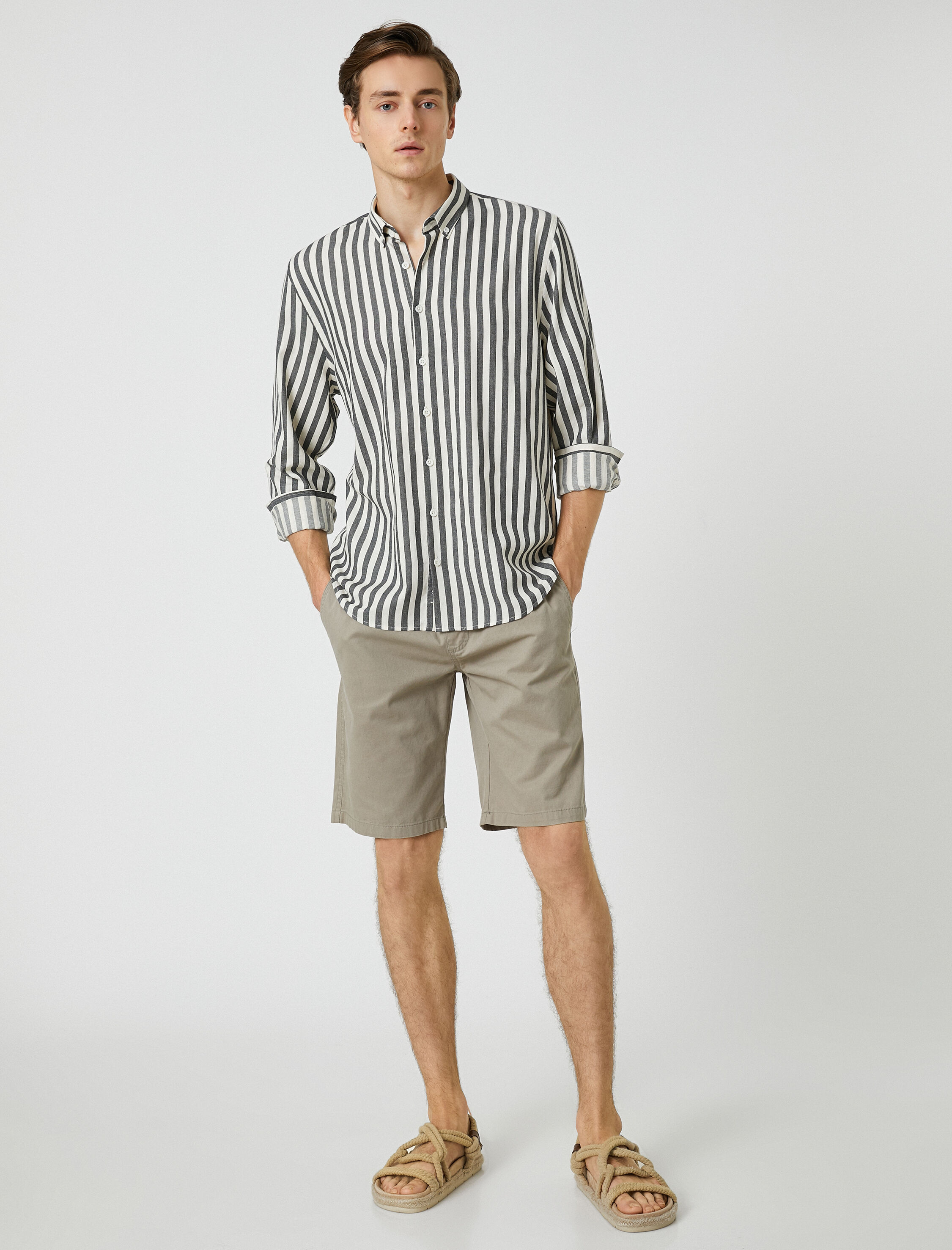   Spor Gömlek Uzun Kollu Klasik Yaka Slim Fit