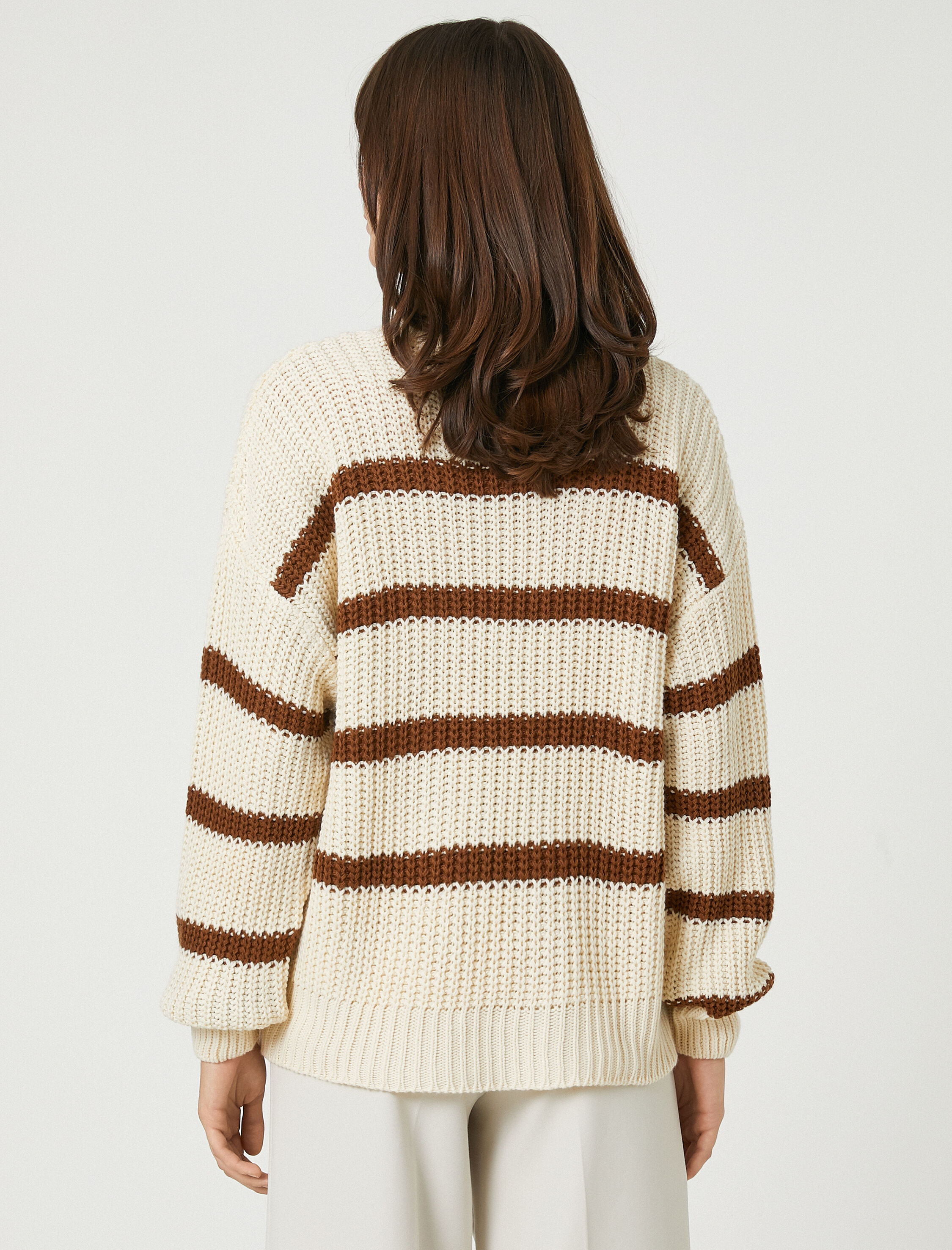   Oversize Örgü Kazak Yarım Balıkçı Yaka