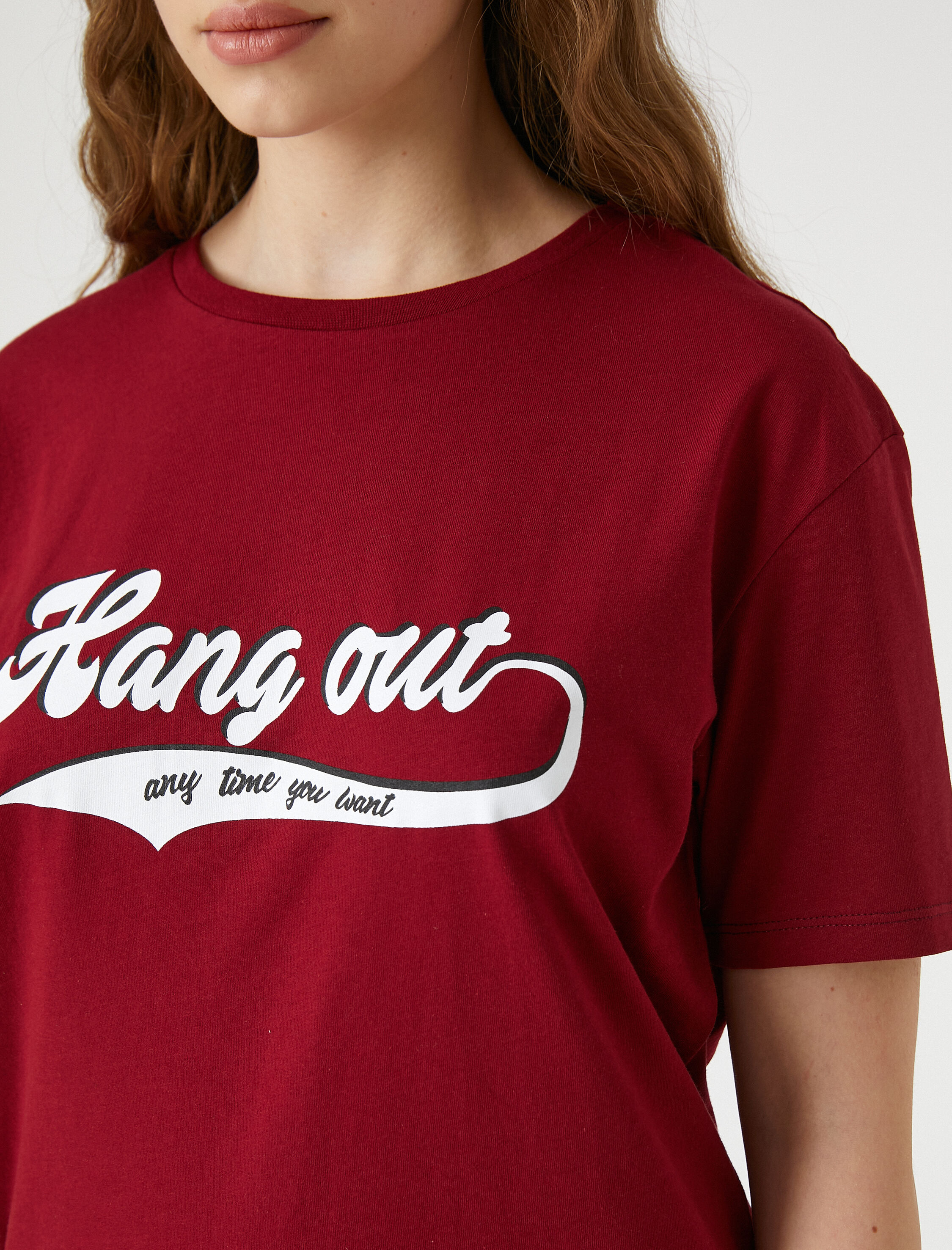   Slogan Baskılı Tişört Kısa Kollu Bisiklet Yaka