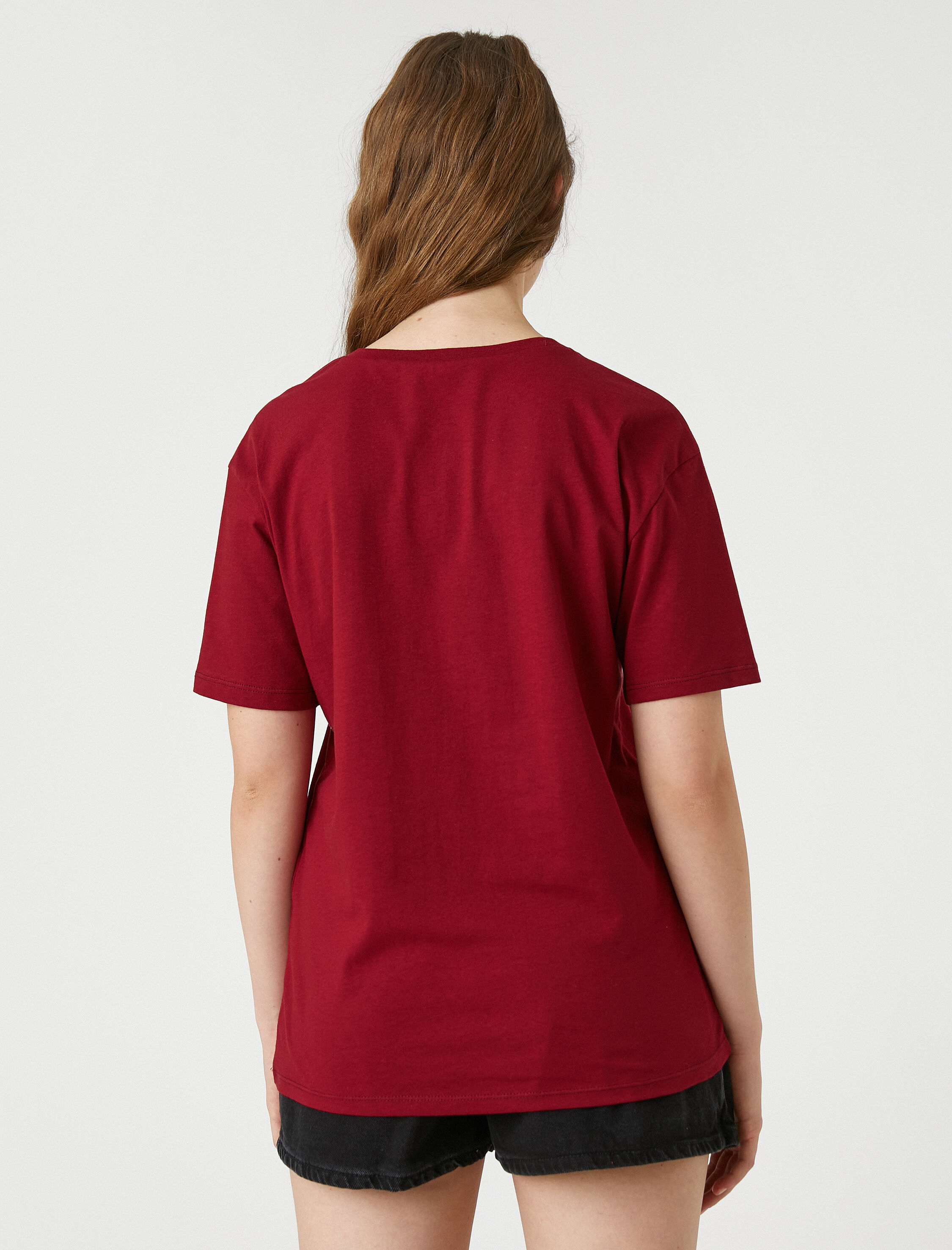   Slogan Baskılı Tişört Kısa Kollu Bisiklet Yaka