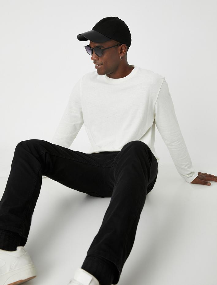  Uzun Kollu Tişört Bisiklet Yaka