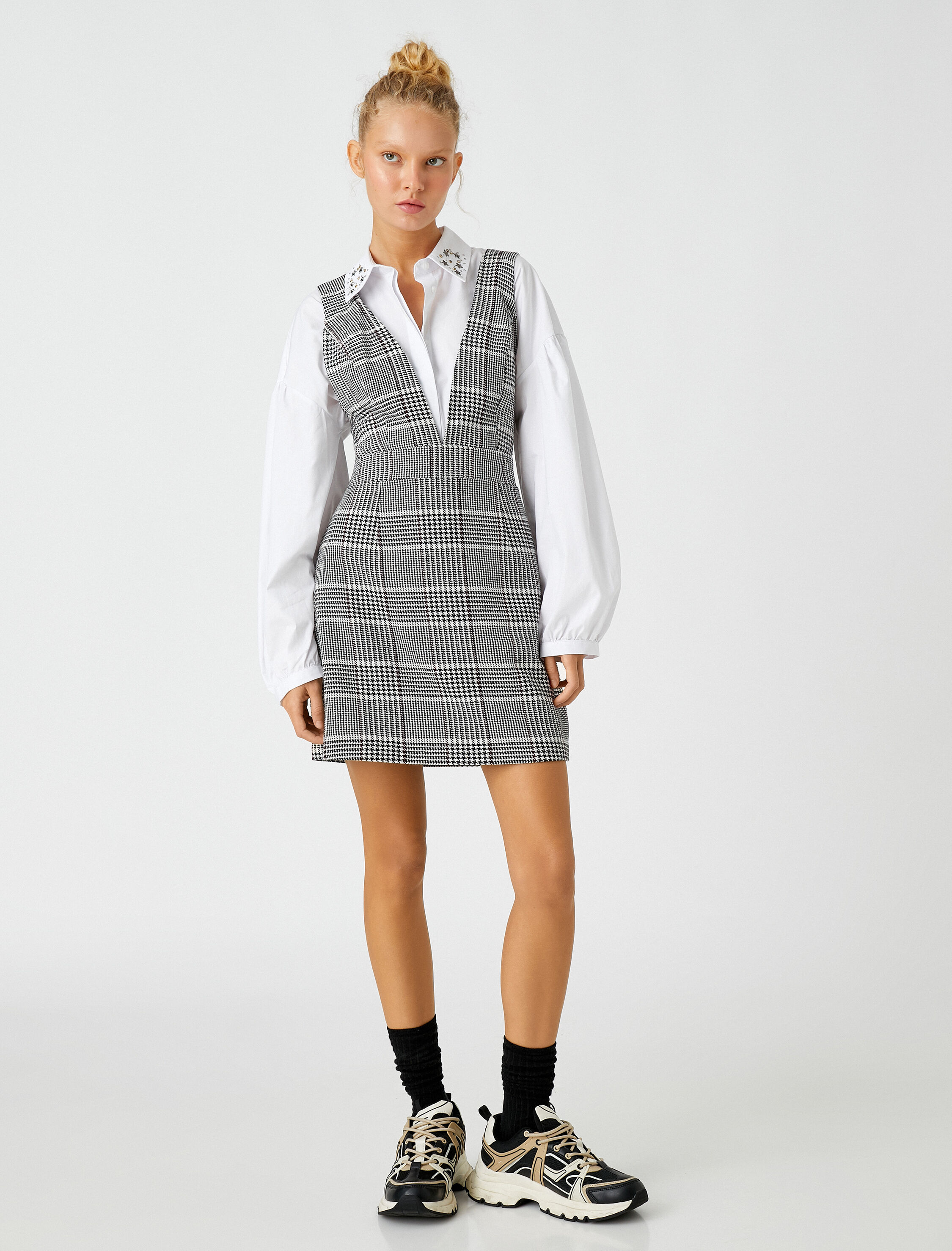   Kareli Salopet Elbise Jile