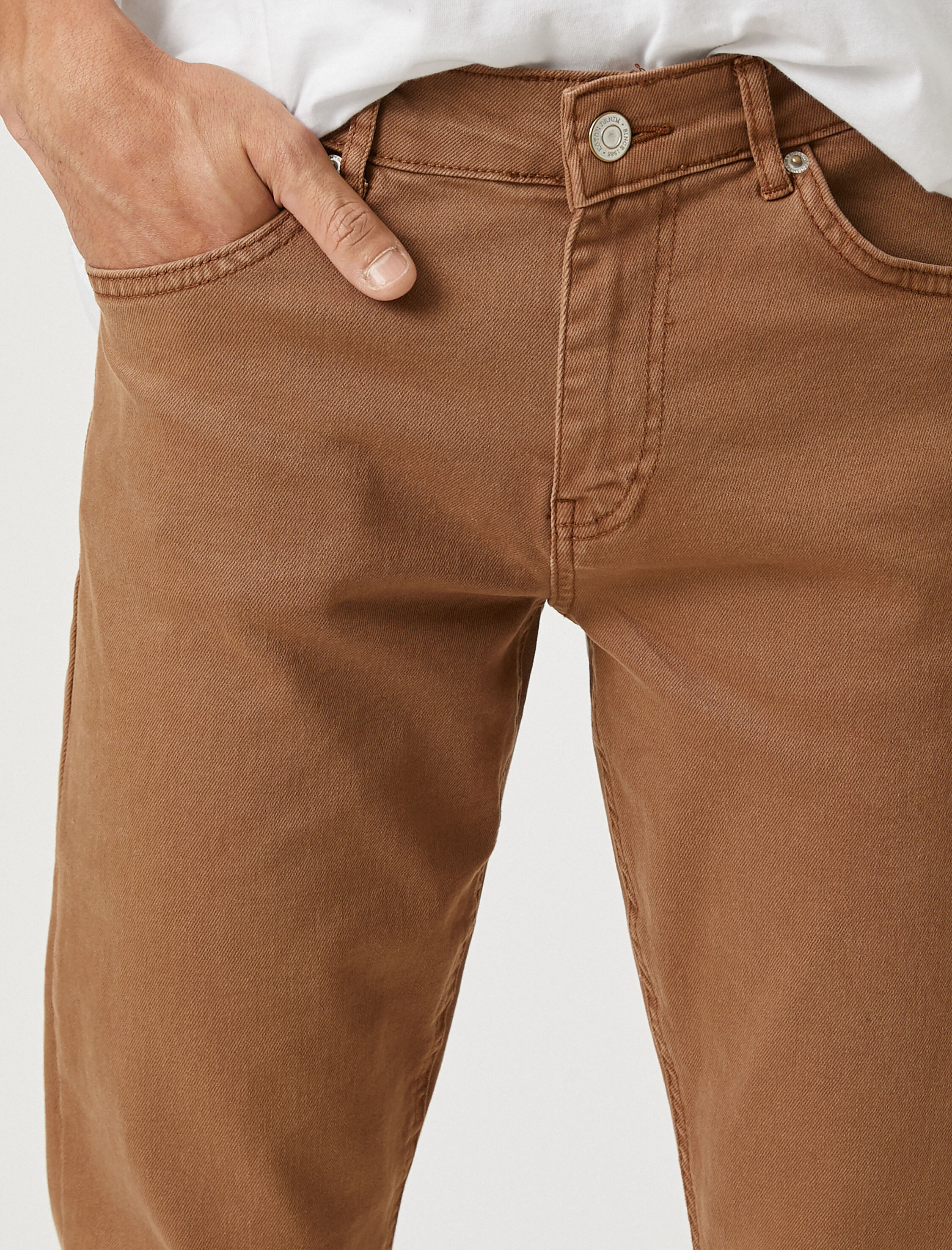   Basic Dokuma Pantolon Düğme Detaylı 5 Cepli