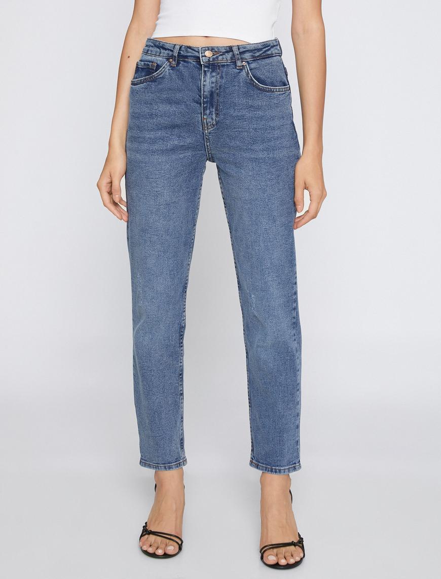   Düz Paça Kot Pantolon Yüksek Bel - Eve Slim Jean