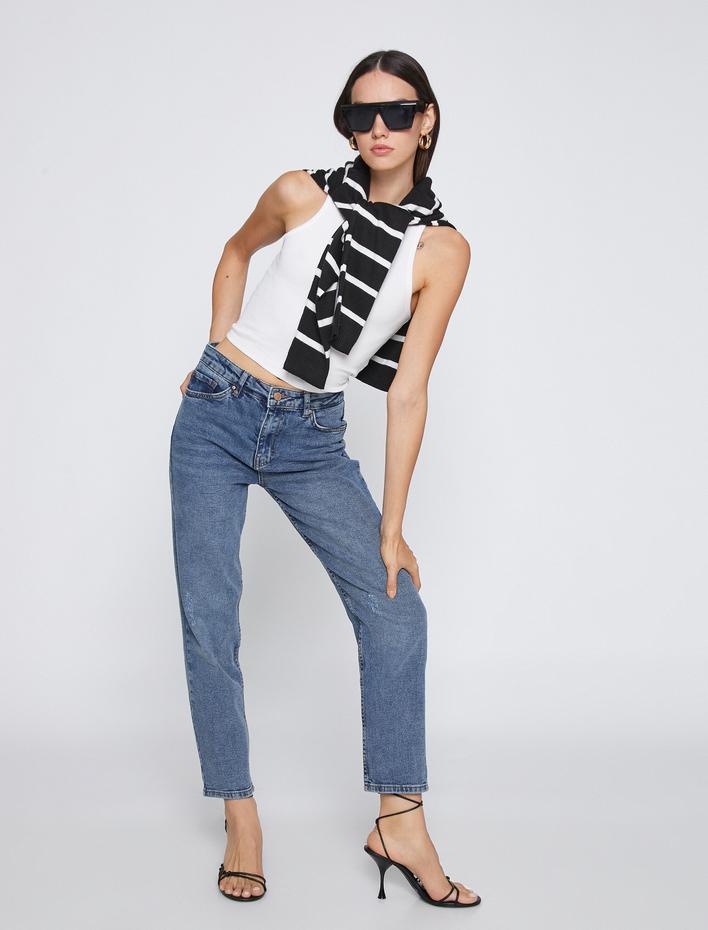  Düz Paça Kot Pantolon Yüksek Bel - Eve Slim Jean