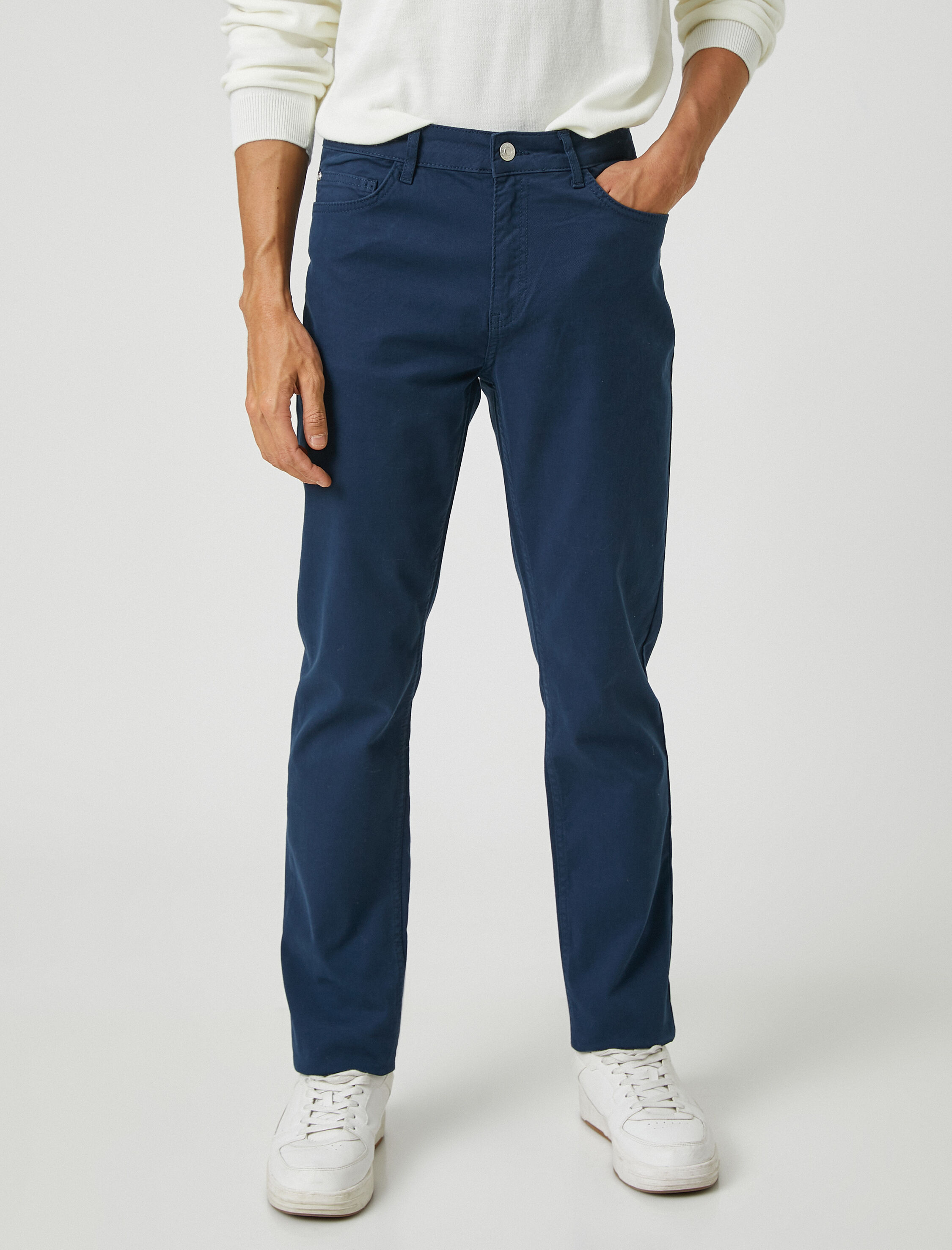   Basic Gabardin Pantolon Düğmeli Cep Detaylı