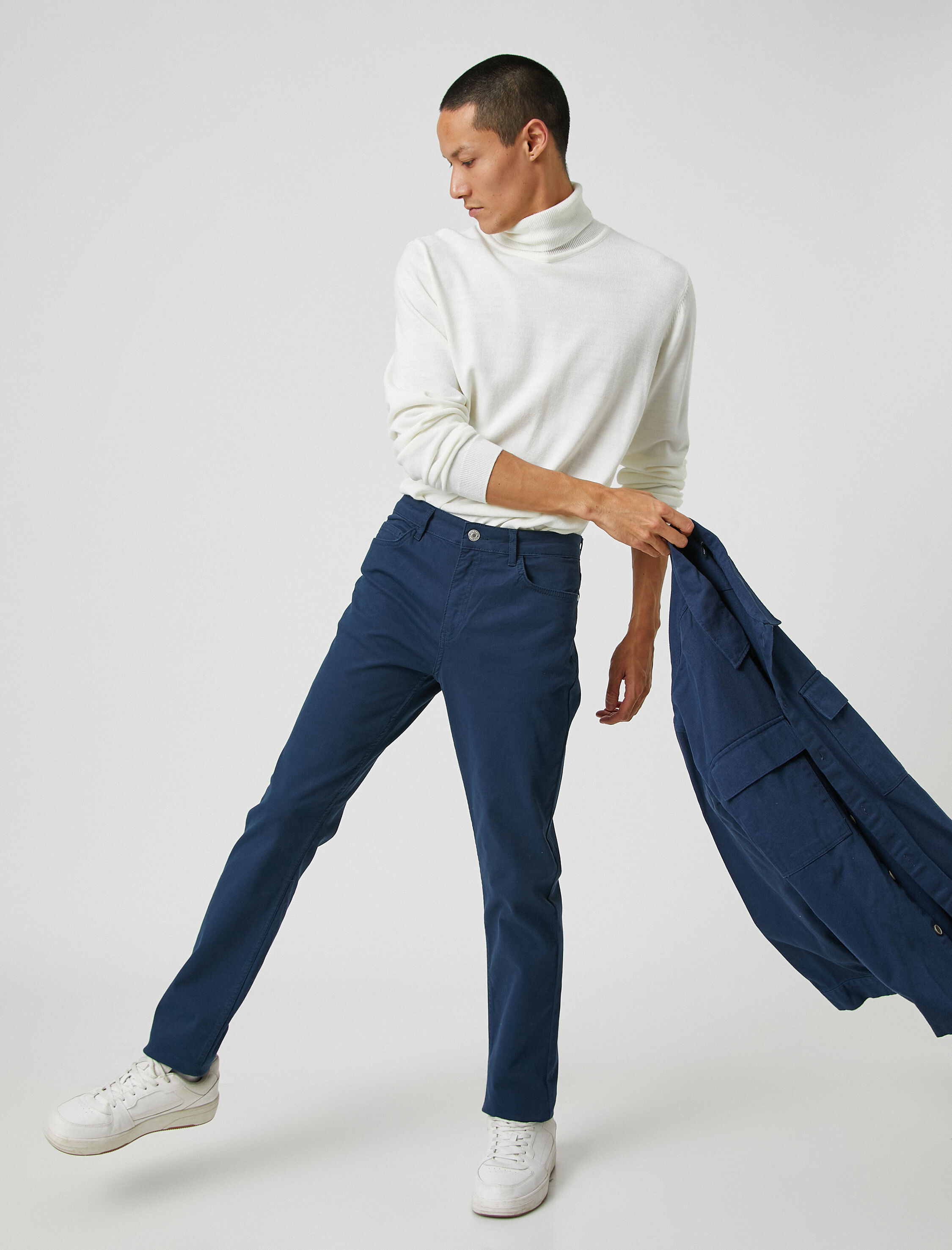   Basic Gabardin Pantolon Düğmeli Cep Detaylı