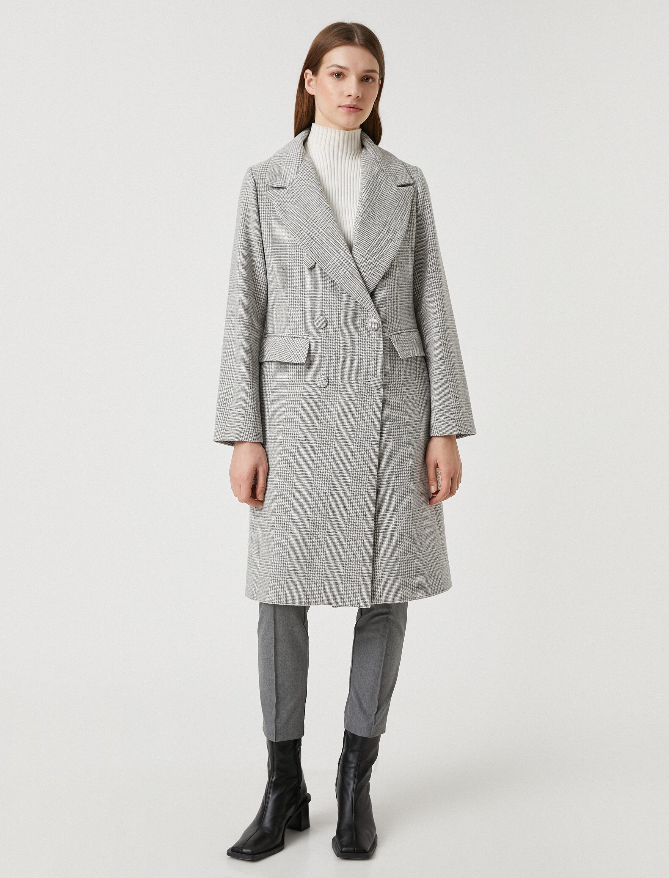   Midi Boy Kruvaze Kaban Düğmeli Cep Kapaklı