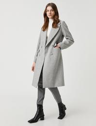 Midi Boy Kruvaze Kaban Düğmeli Cep Kapaklı