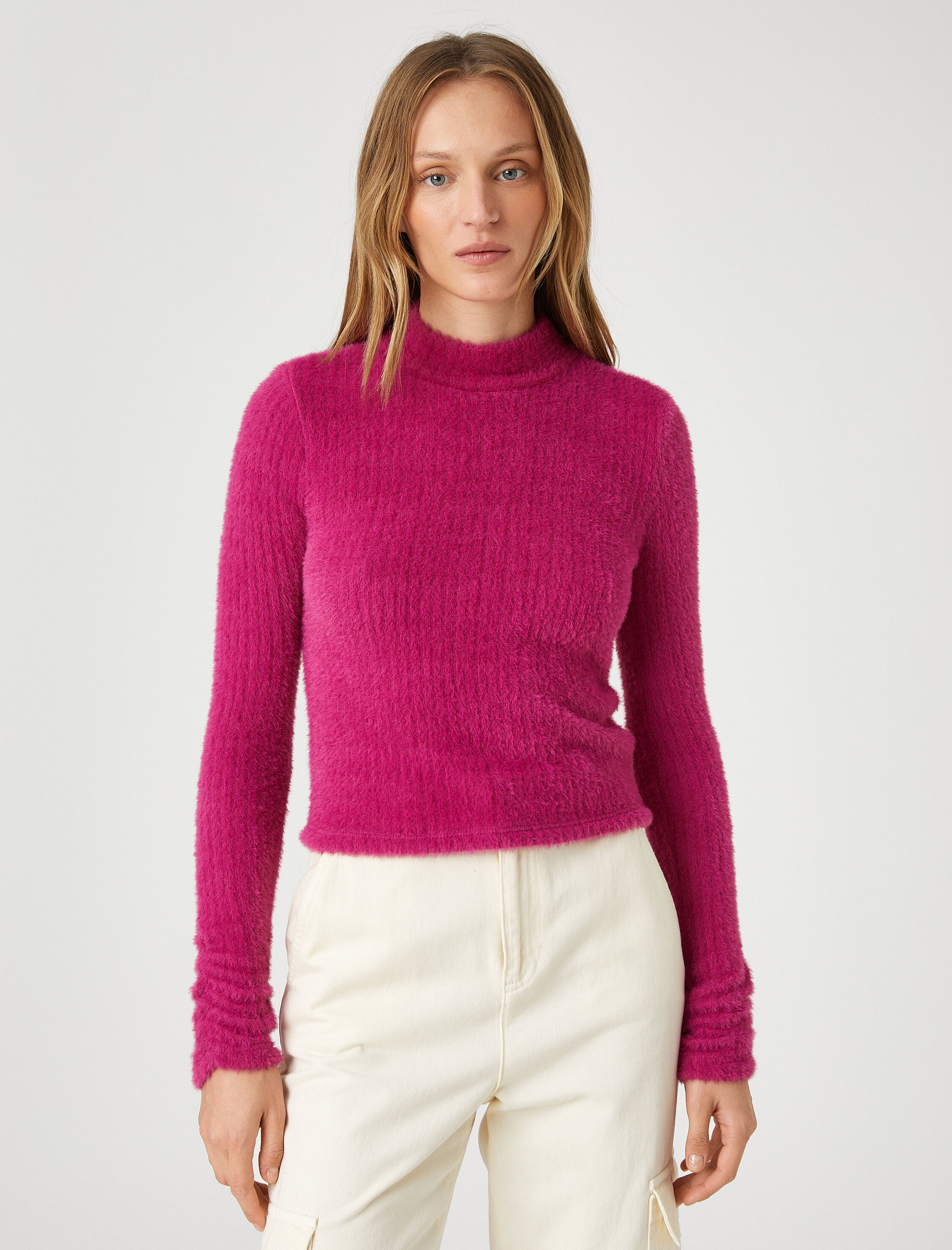   Peluş Tişört Uzun Kollu Balıkçı Yaka