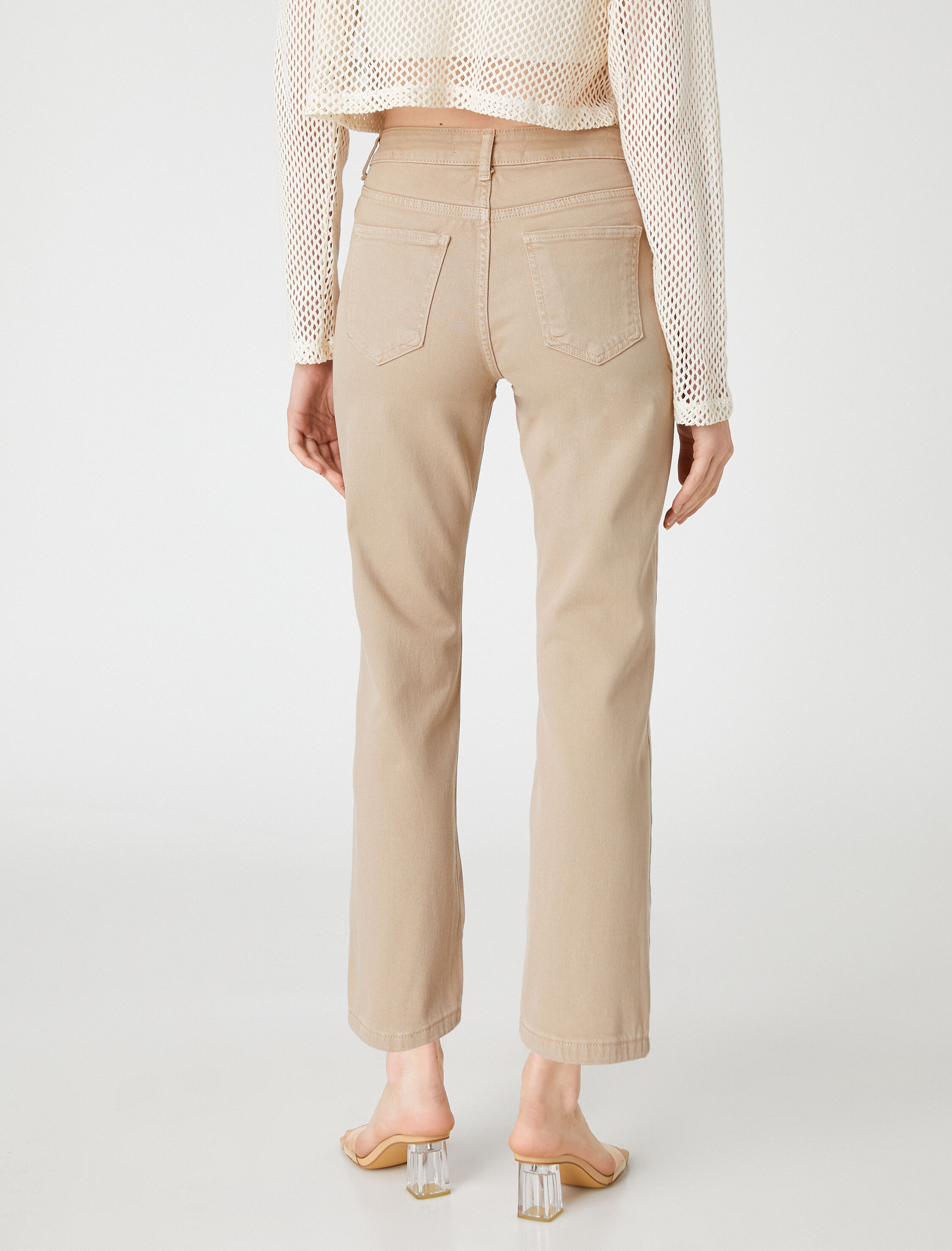   İspanyol Crop Paça Bootcut Jean Pantolon Dar Kesim - Kick Flare Jean