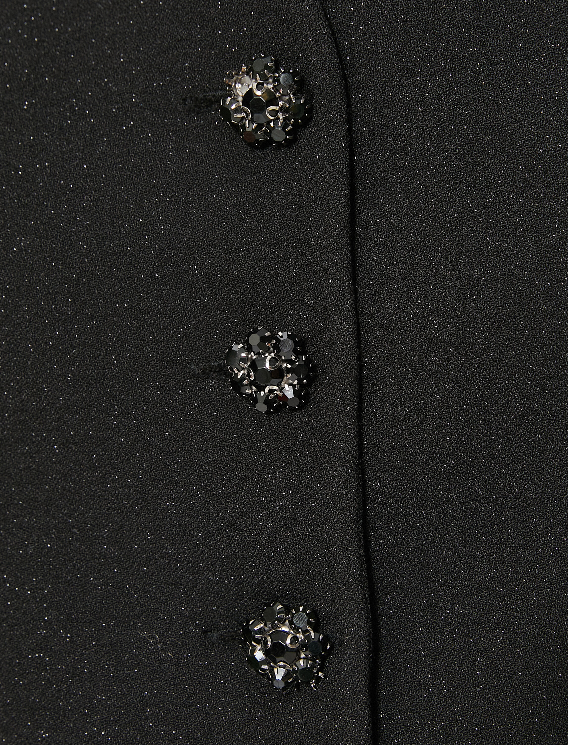   Simli Crop Yelek Taşlı Düğmeli Fileto Cep Detaylı