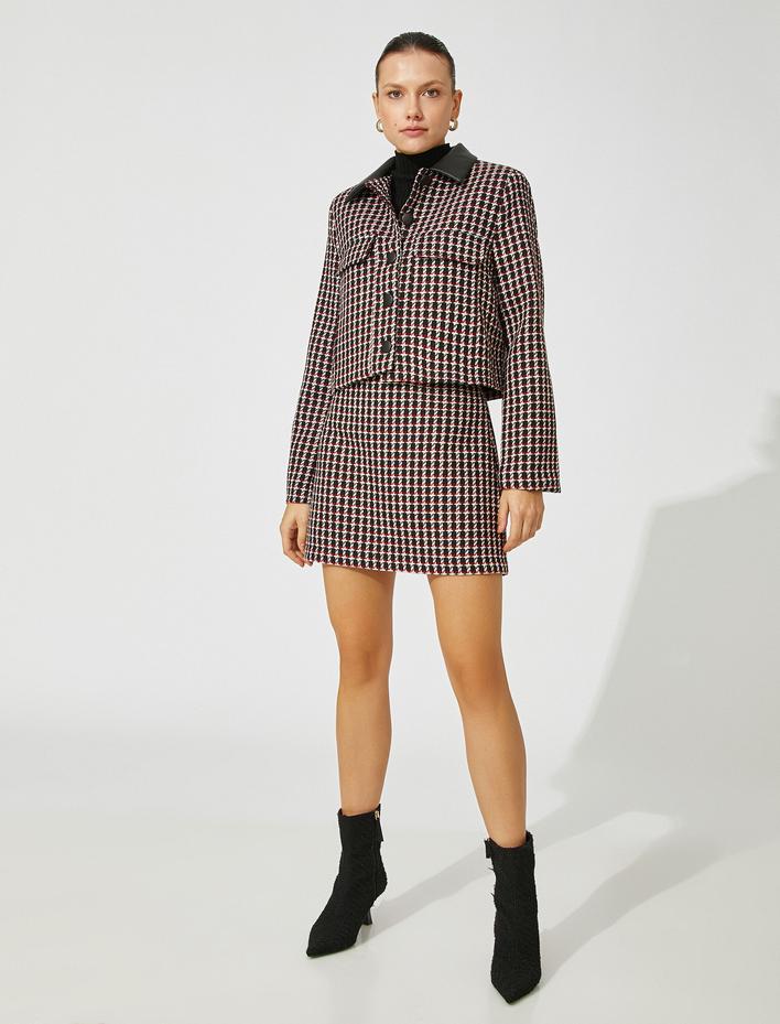  Kısa Tüvit Ceket Suni Deri Detaylı