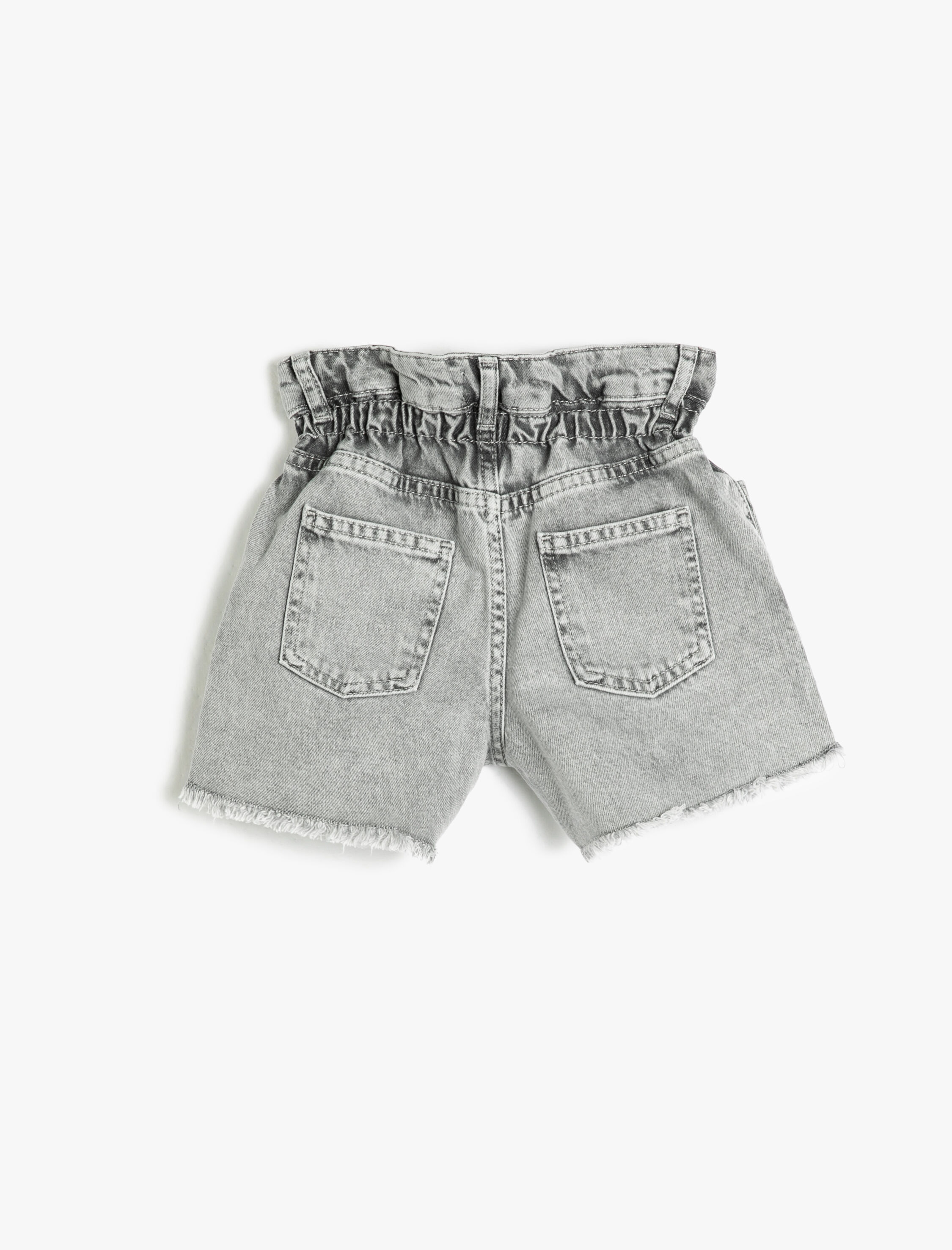  Kız Çocuk Kot Şort Beli Lastikli Cepli Pamuklu