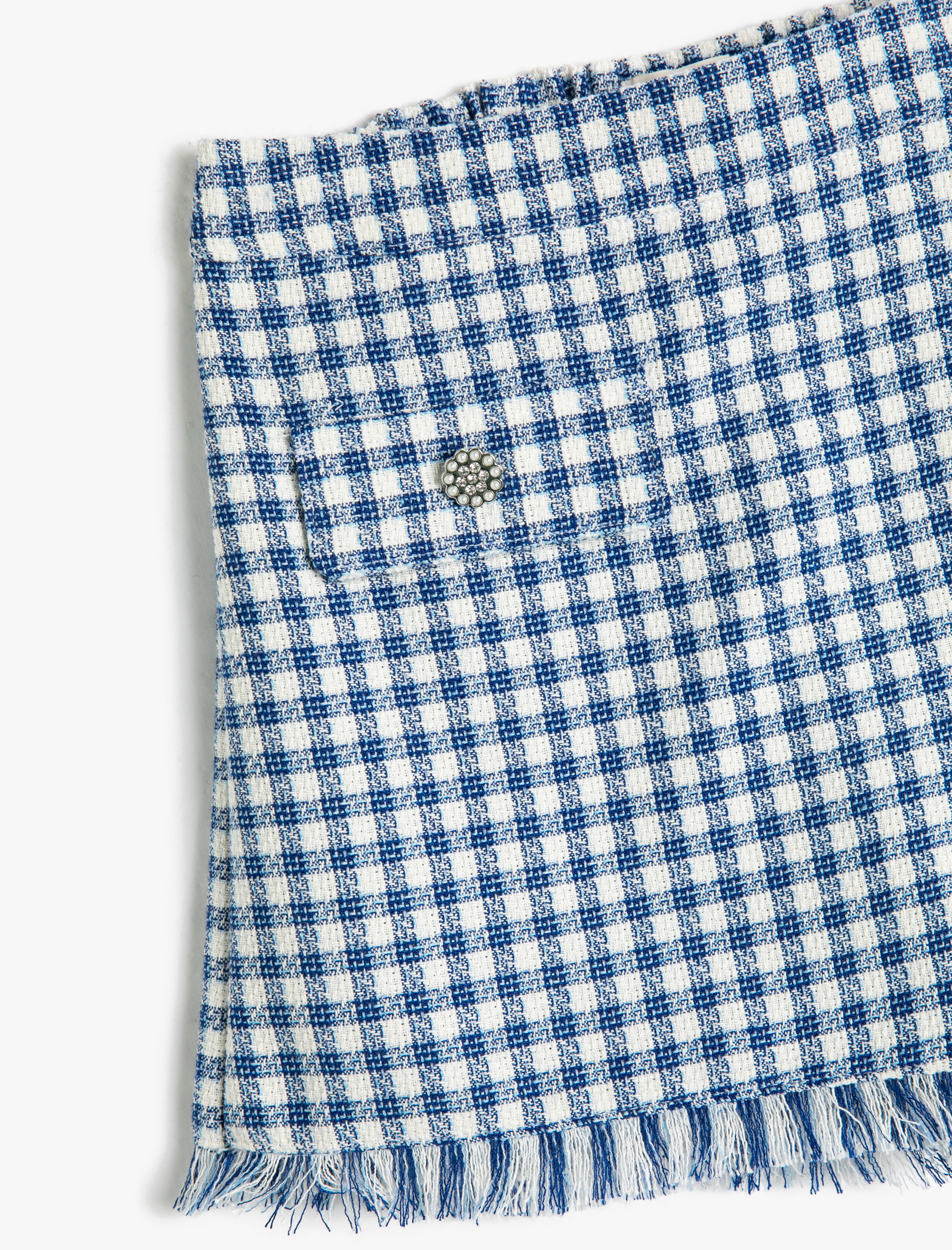  Kız Çocuk Şort Etek Tüvit Kruvaze Düğme Detaylı