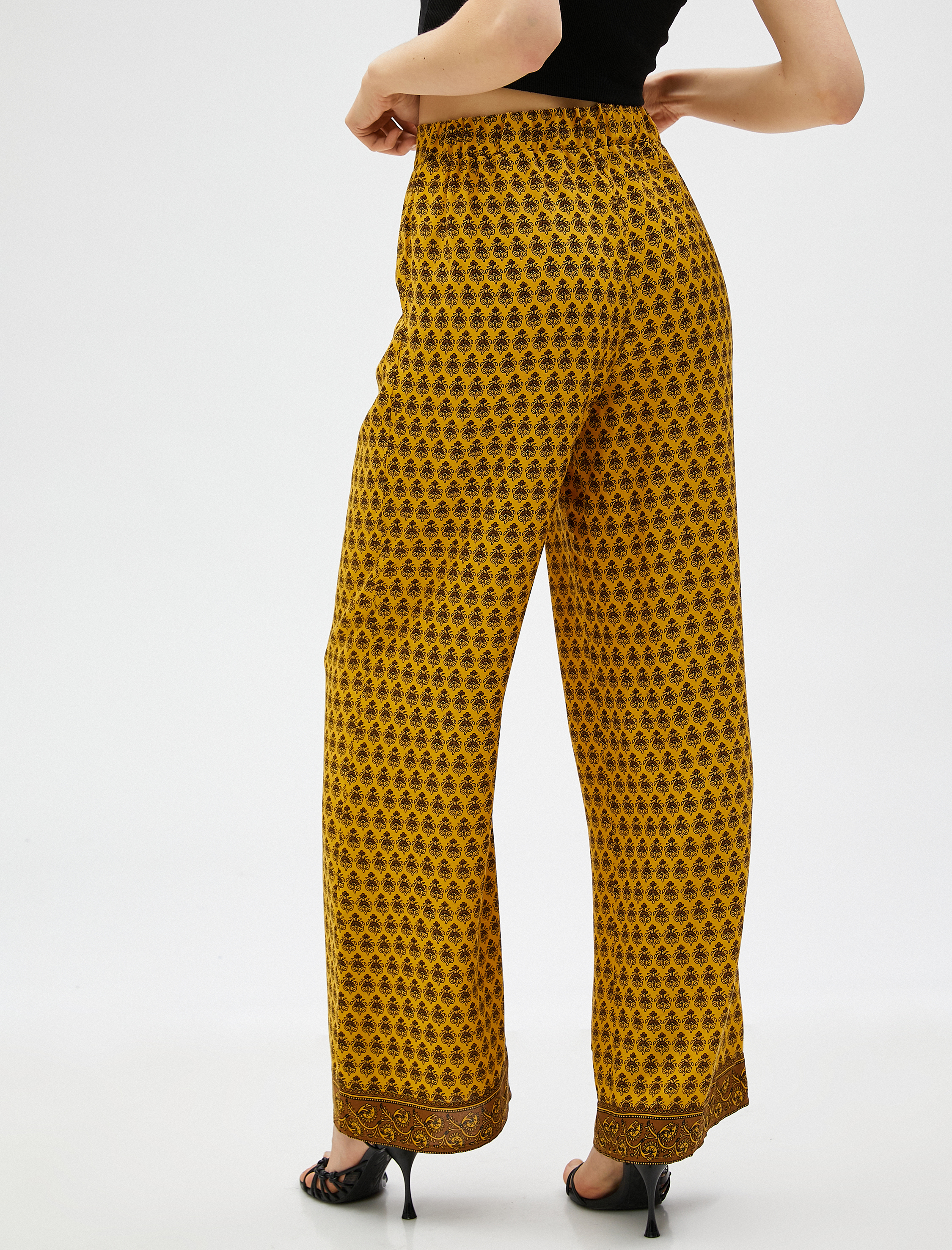   Etnik Desenli Bol Paça Pantolon