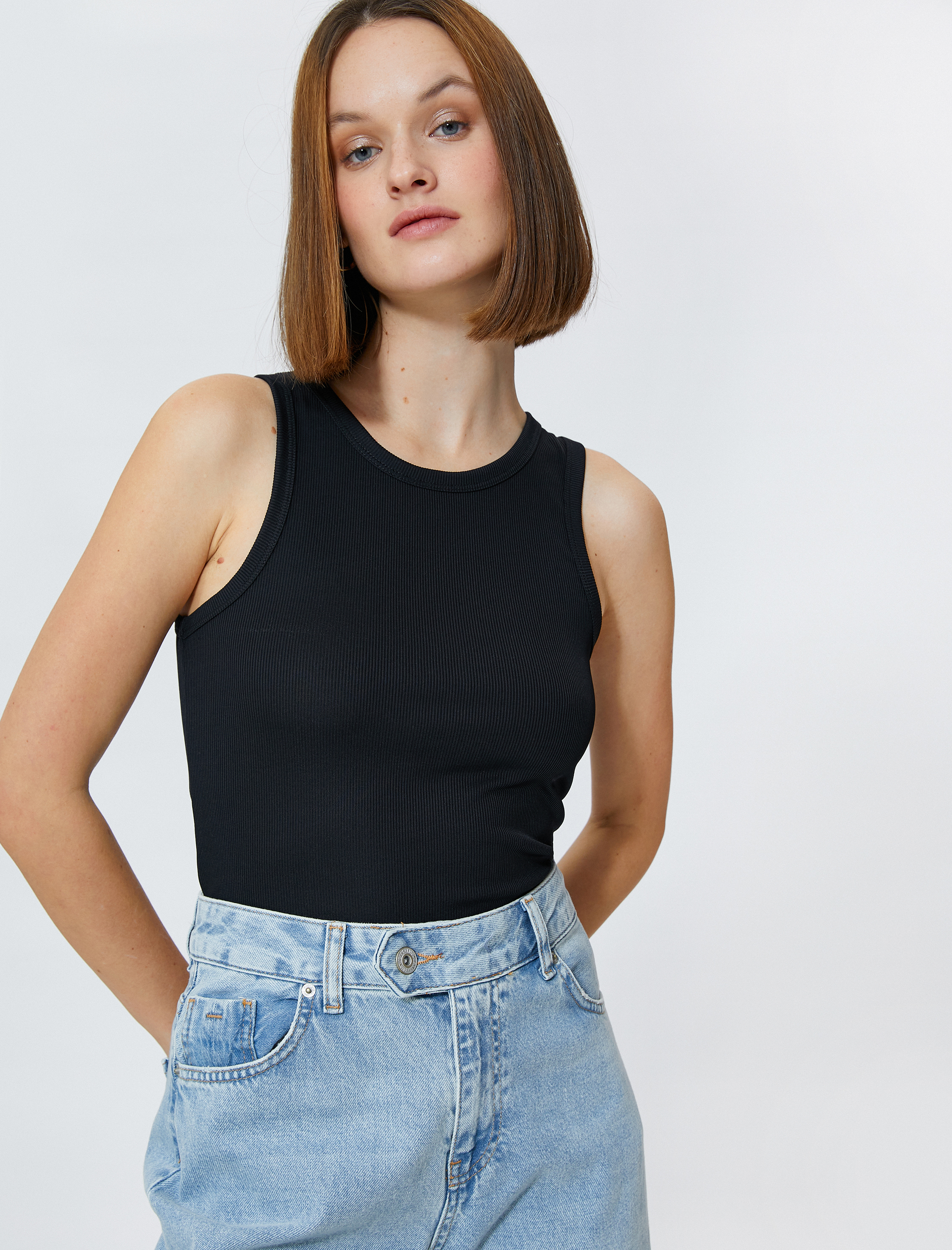   Basic Atlet Ribanalı Halter Yaka