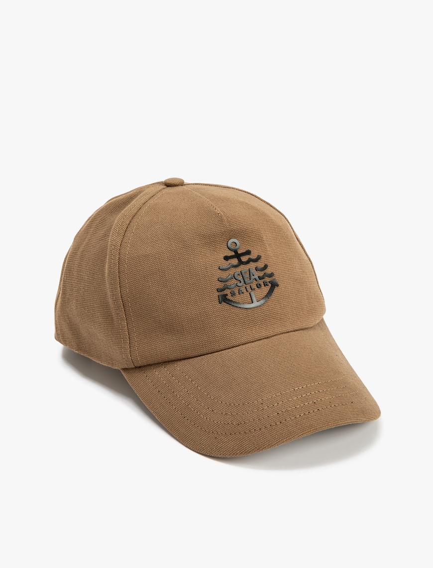  Erkek Kep Şapka Aplike Detaylı Pamuklu