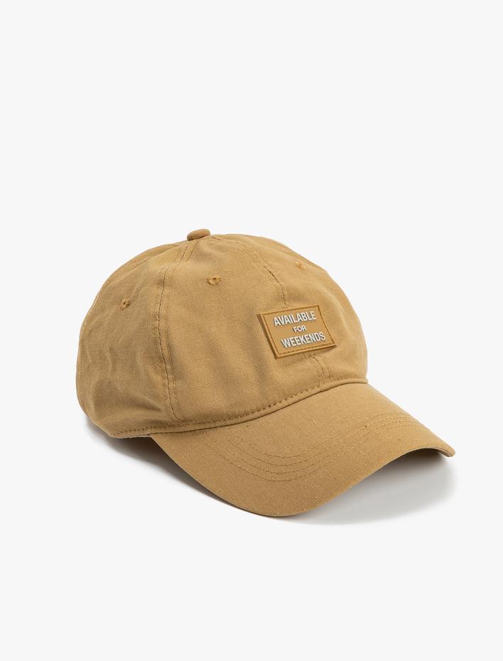 Erkek Kep Şapka Etiket Baskılı Slogan İşlemeli