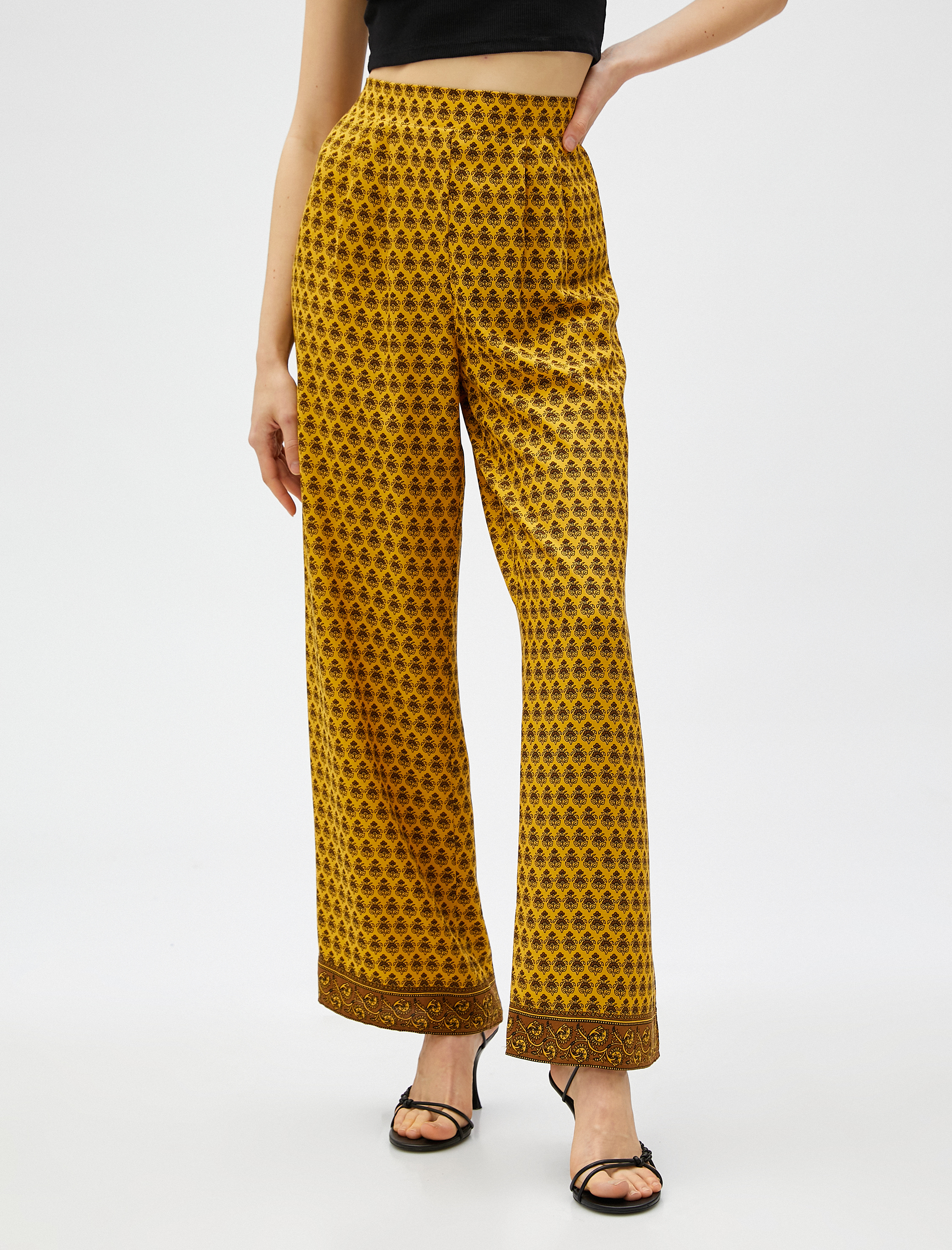   Etnik Desenli Bol Paça Pantolon