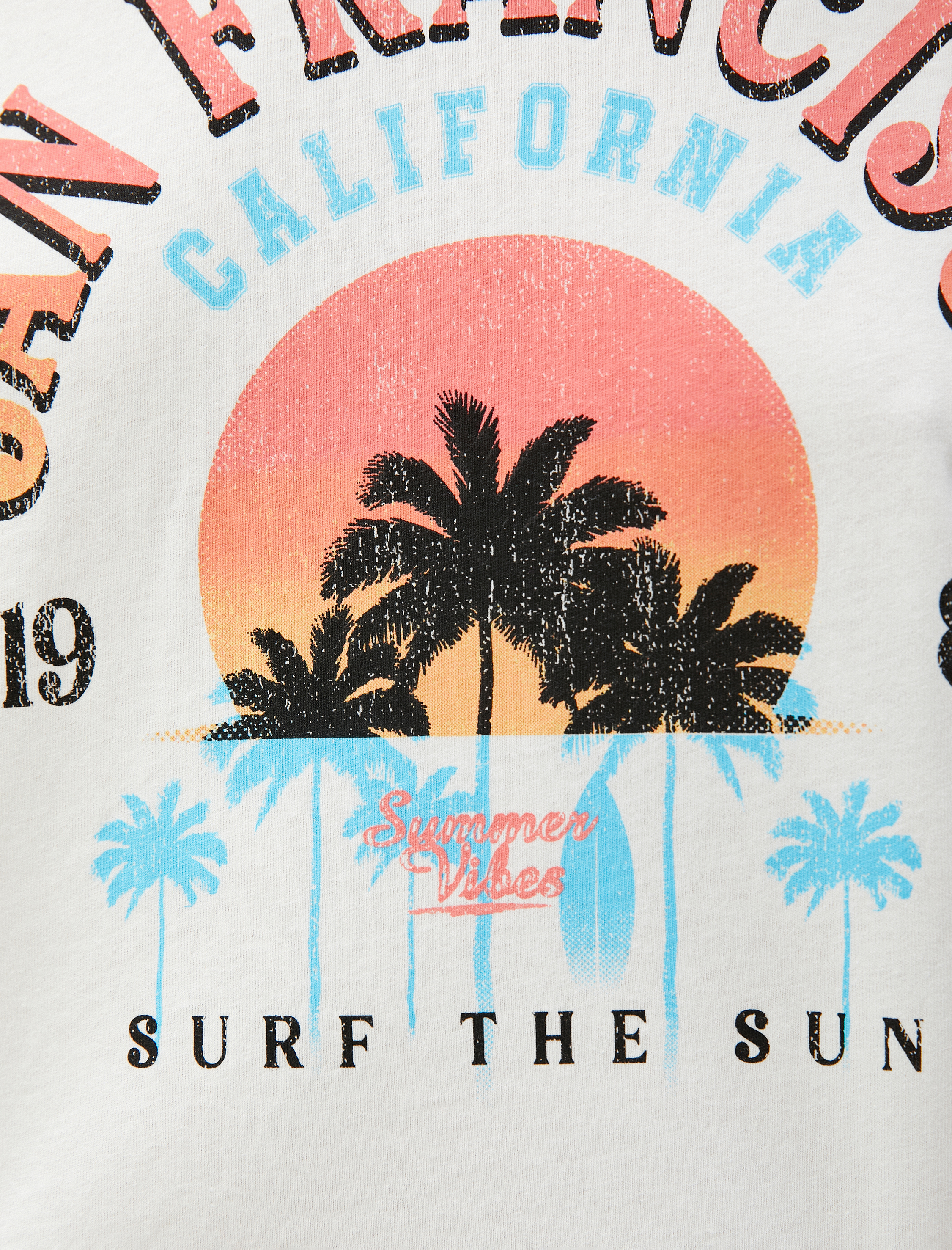   Crop Tişört Baskılı Kısa Kollu Bisiklet Yaka Pamuklu