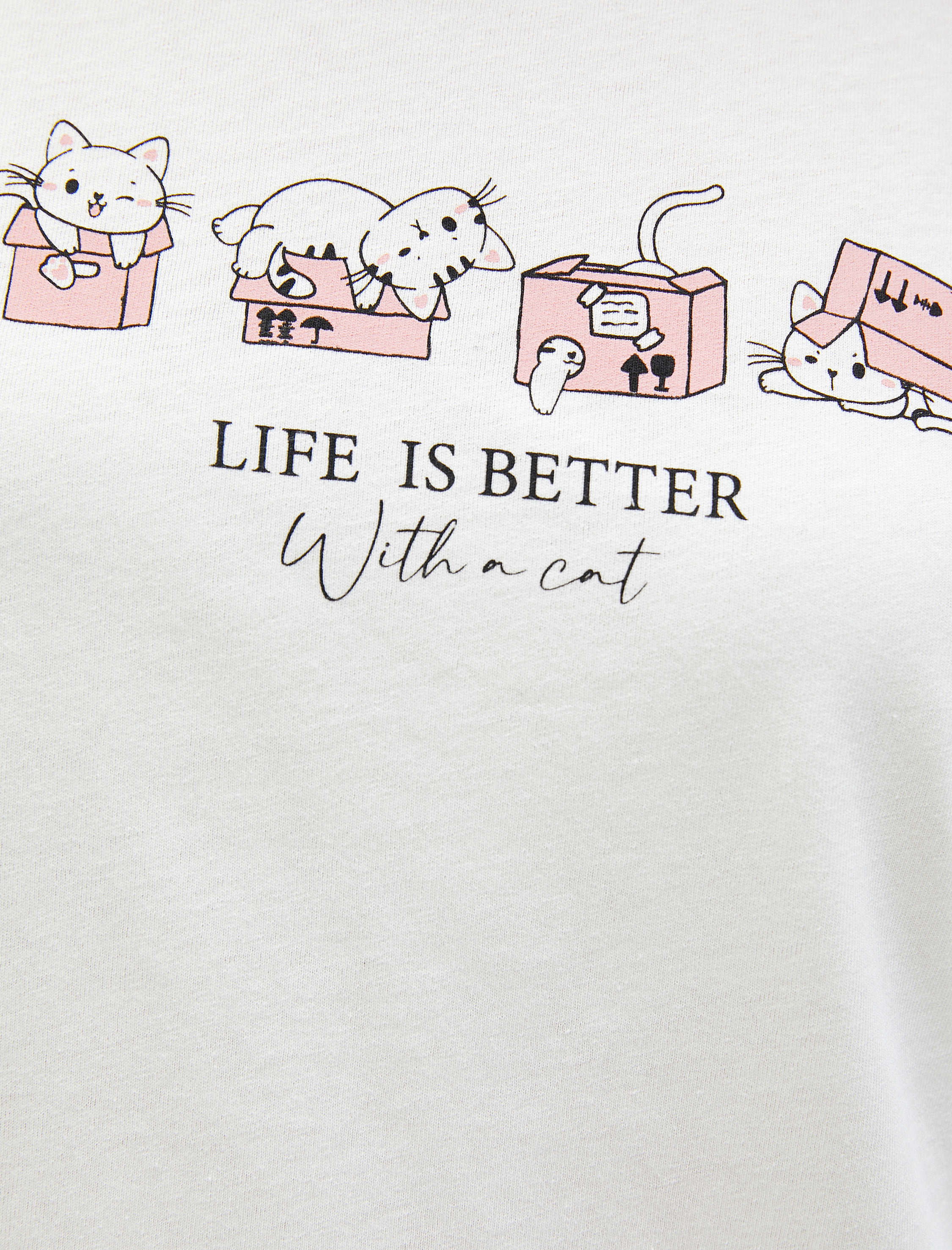   Baskılı Tişört Bisiklet Yaka Kısa Kollu Pamuklu