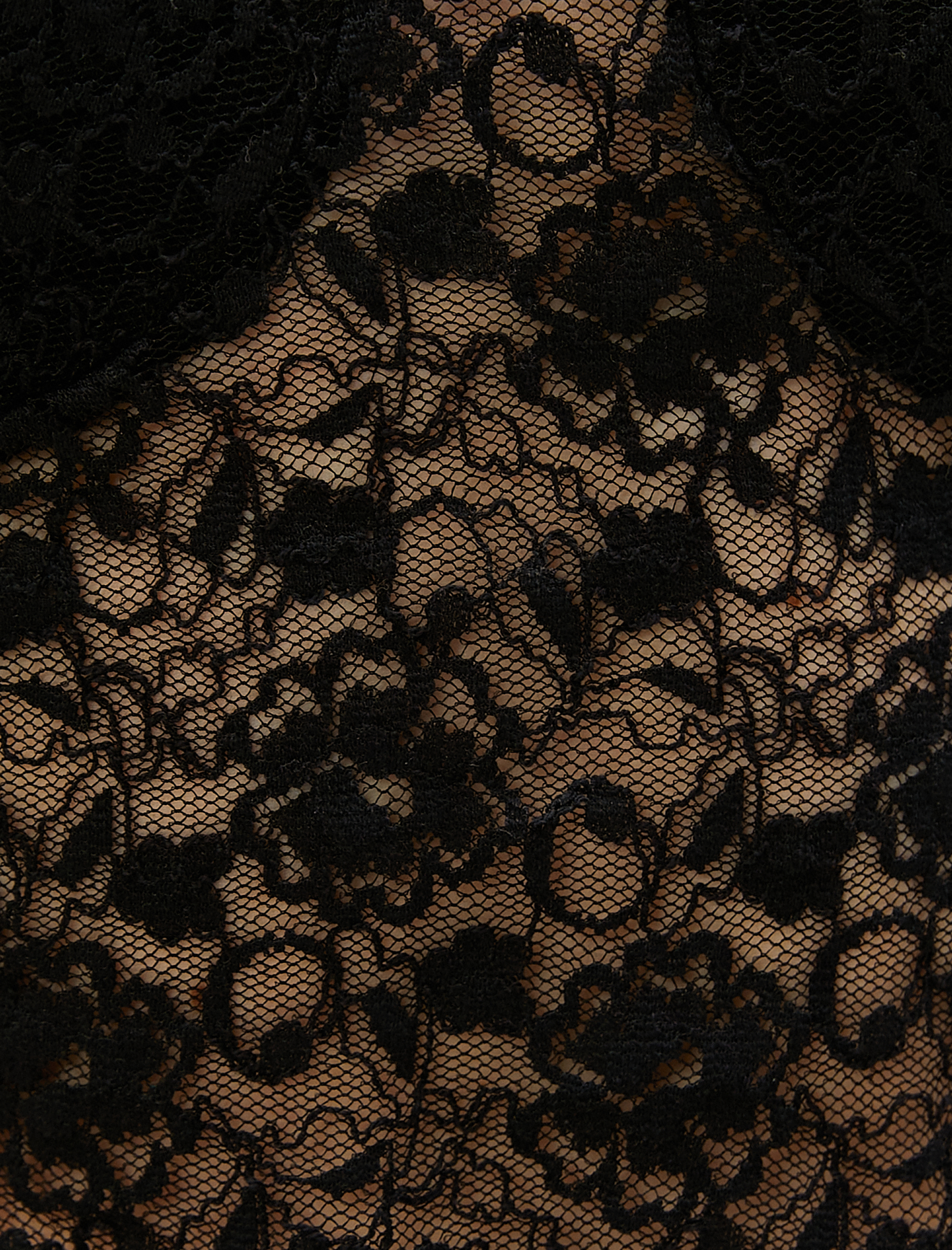   Crop Tişört Uzun Kollu Dantelli Kalp Yaka