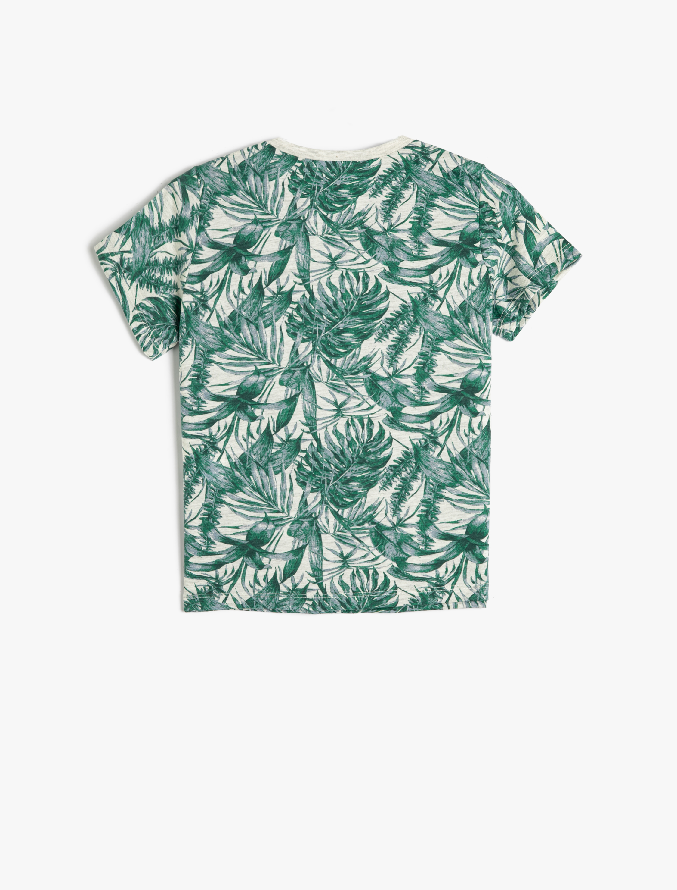  Erkek Çocuk Tişört Kısa Kollu Bisiklet Yaka Floral Pamuklu