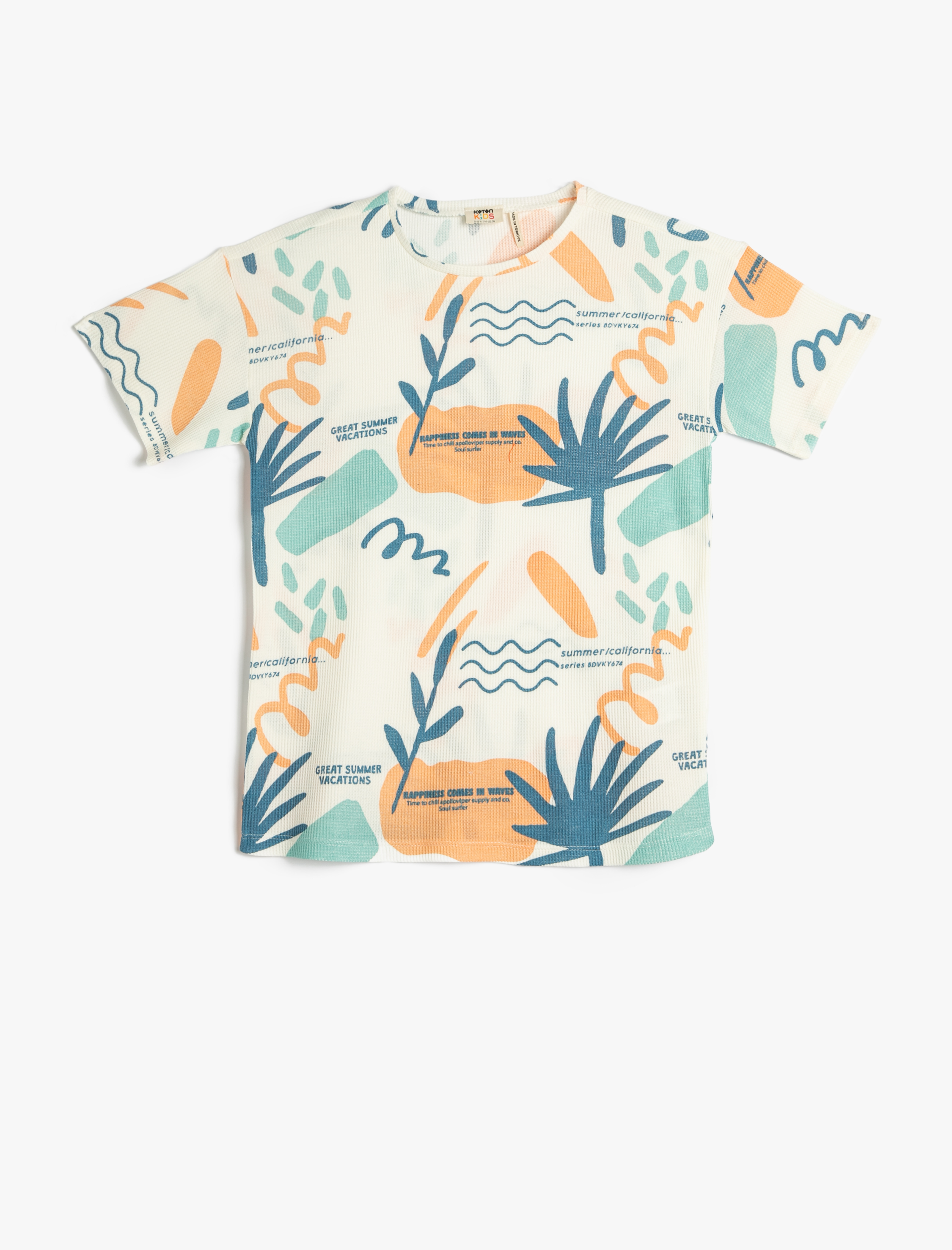  Erkek Çocuk Tişört Kısa Kollu Bisiklet Yaka Baskılı Pamuklu