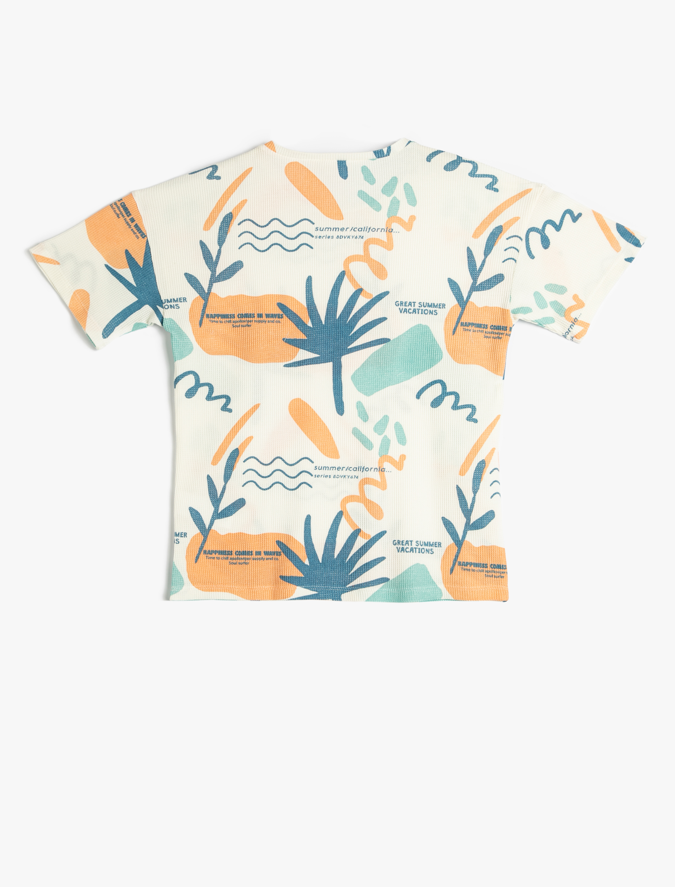  Erkek Çocuk Tişört Kısa Kollu Bisiklet Yaka Baskılı Pamuklu