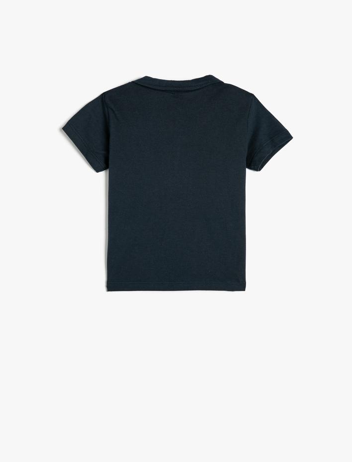 Erkek Bebek Polo Yaka Tişört Kısa Kollu Hayvanlar Baskılı Pamuklu