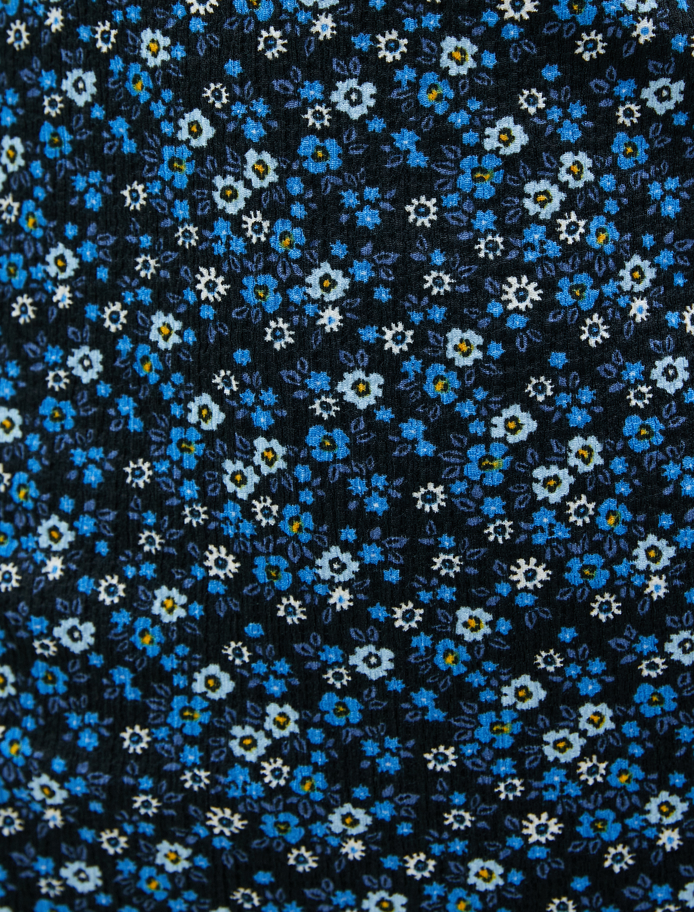   Çiçekli Elbise Midi Kare Yaka Balon Kollu Yırtmaçlı