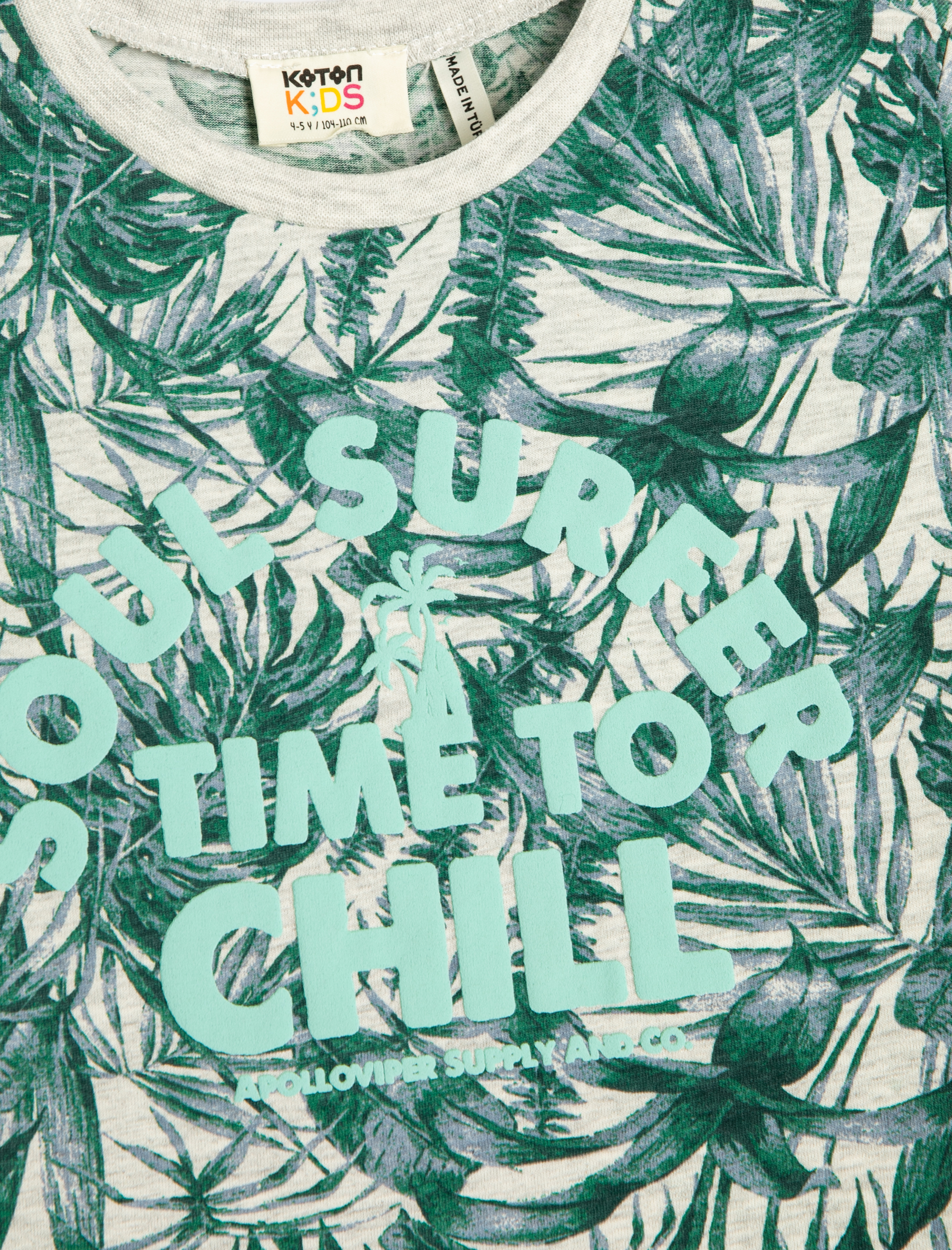  Erkek Çocuk Tişört Kısa Kollu Bisiklet Yaka Floral Pamuklu