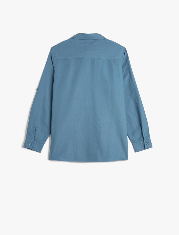 Erkek Çocuk Gömlek Uzun Kollu İşleme Detaylı Pamuklu