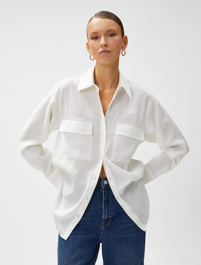  Cepli Taş Detaylı Gömlek Modal Karışımlı