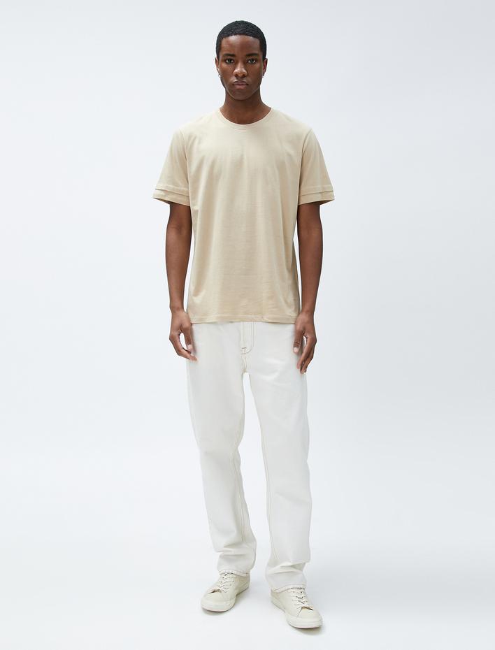  Basic Tişört Bisiklet Yaka Kol Detaylı