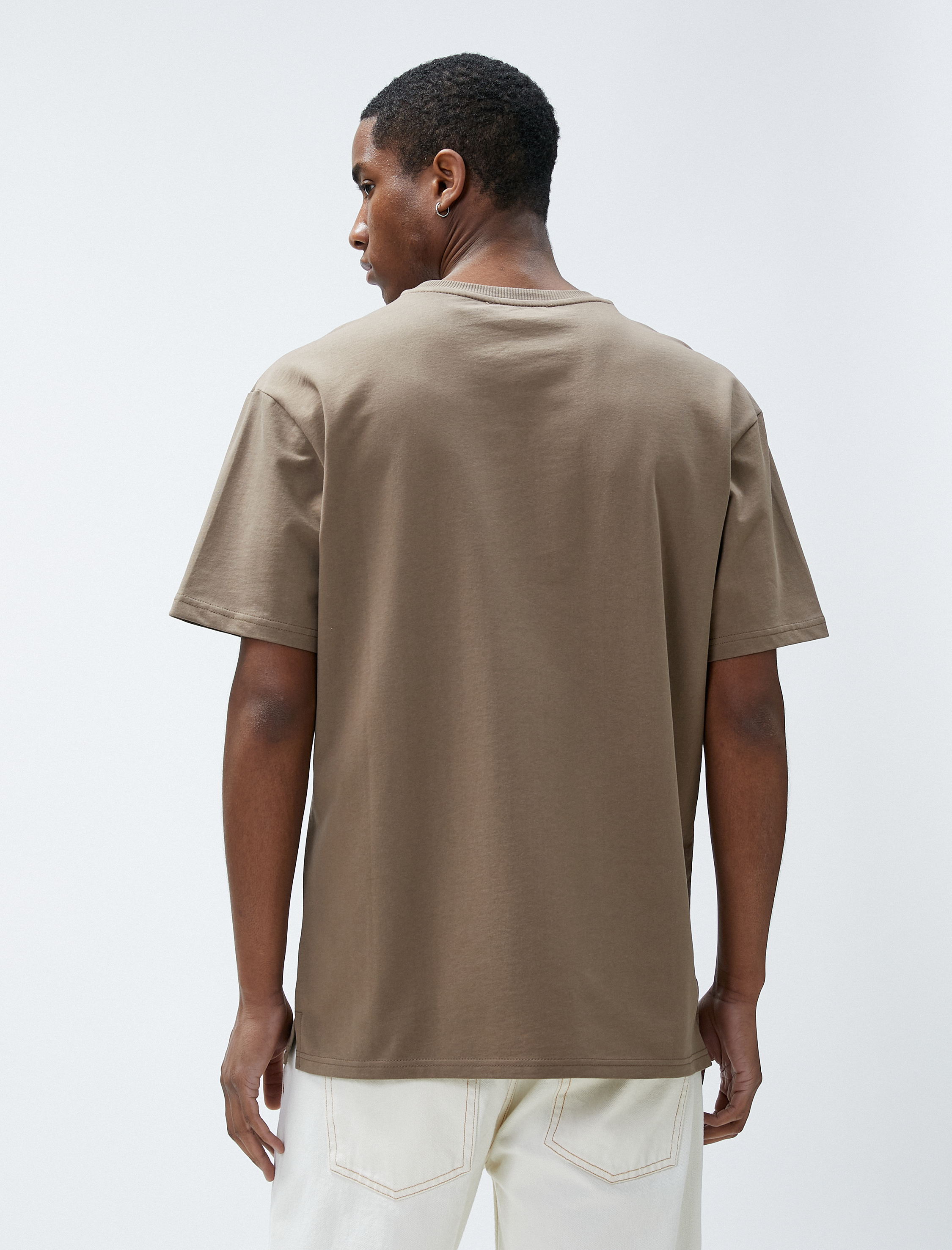   Basic Oversize Tişört Bisiklet Yaka Kısa Kollu Pamuklu