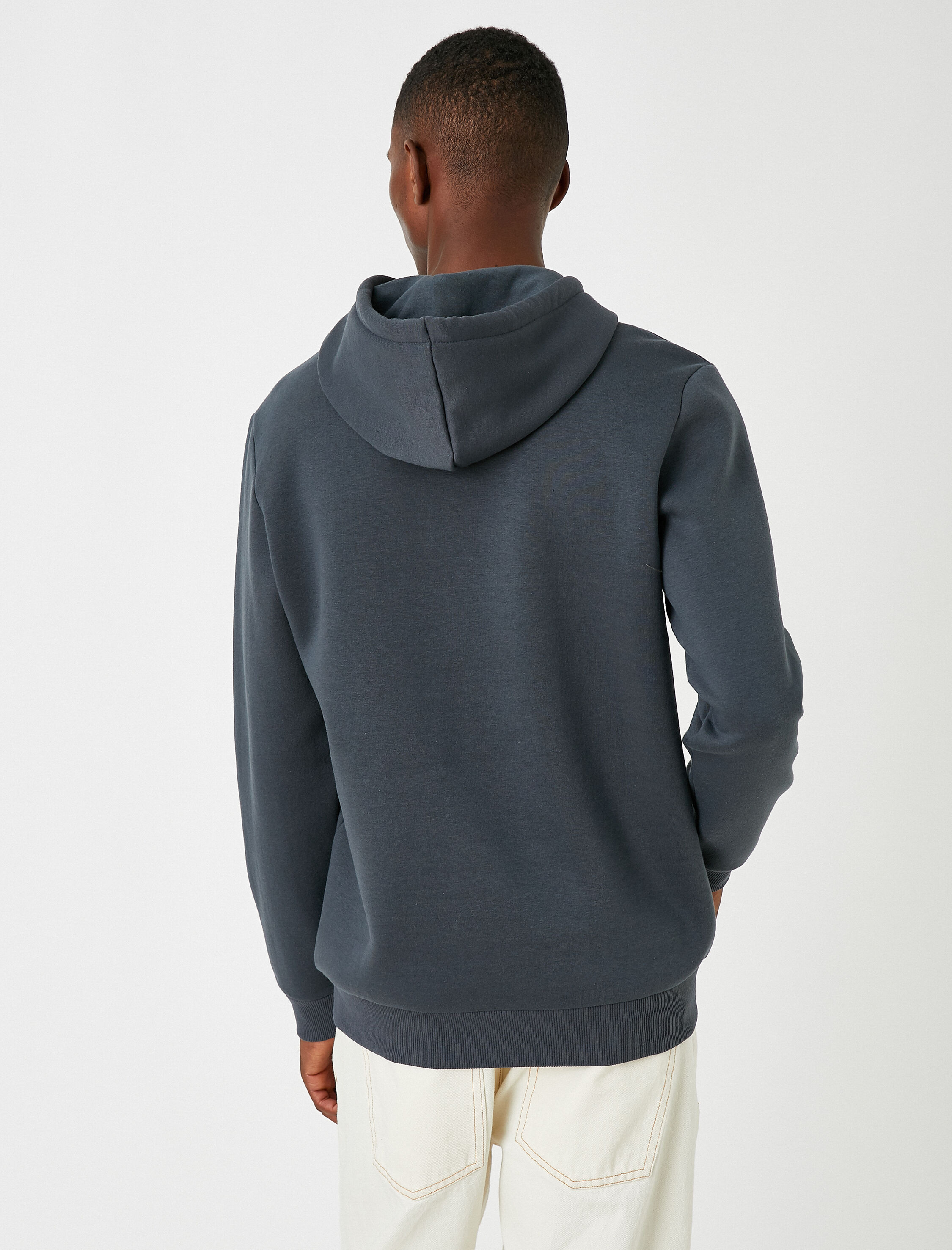 Basic Kapşonlu Sweatshirt Şardonlu