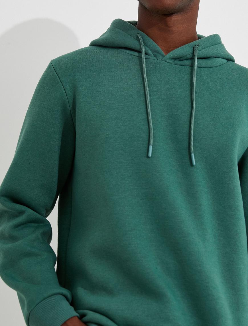   Basic Kapşonlu Sweatshirt Şardonlu