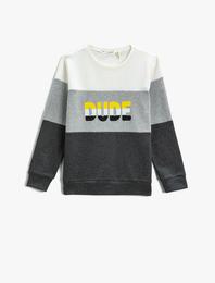Sweatshirt Uzun Kollu Baskılı Bisiklet Yaka