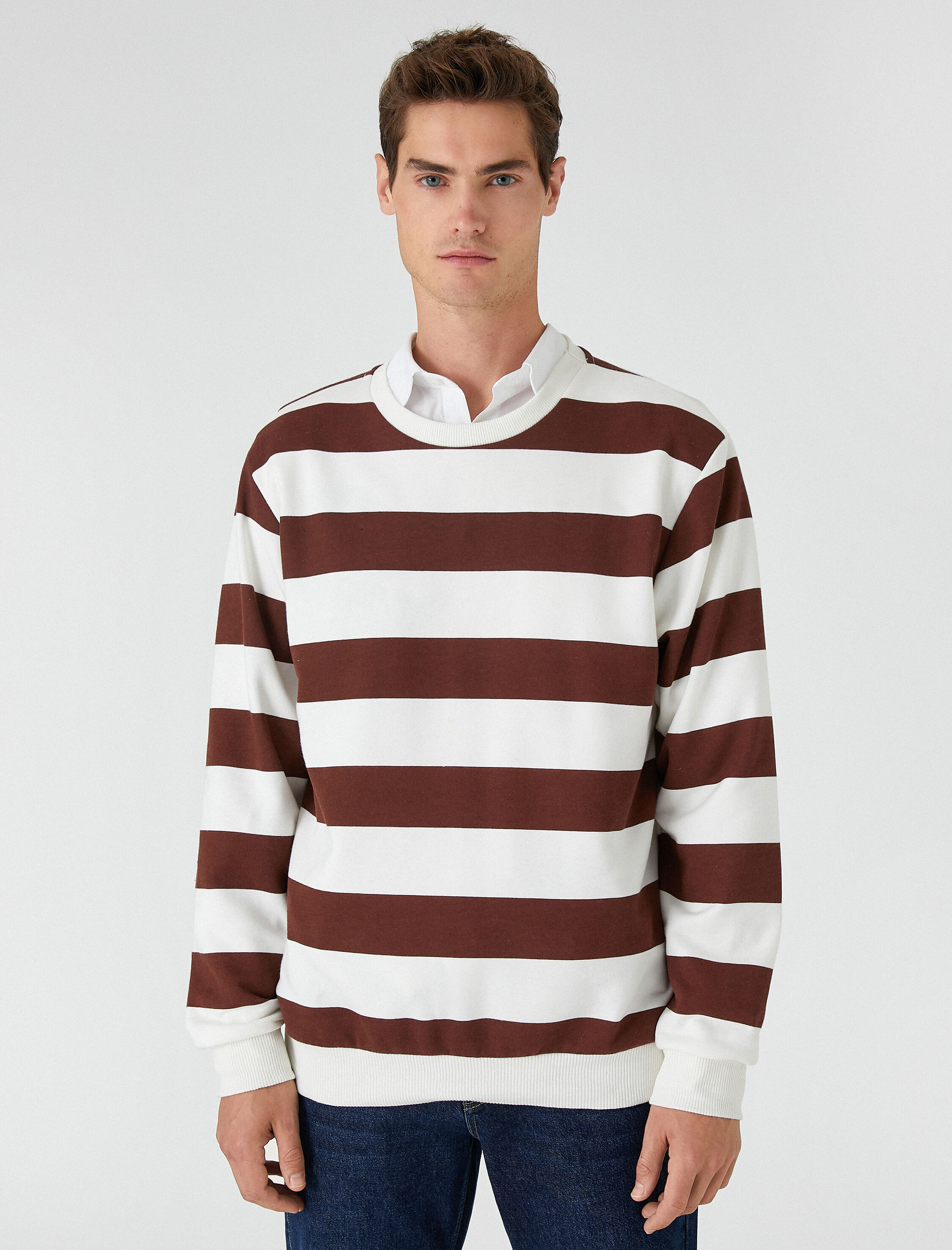   Bisiklet Yaka Sweatshirt Uzun Kollu